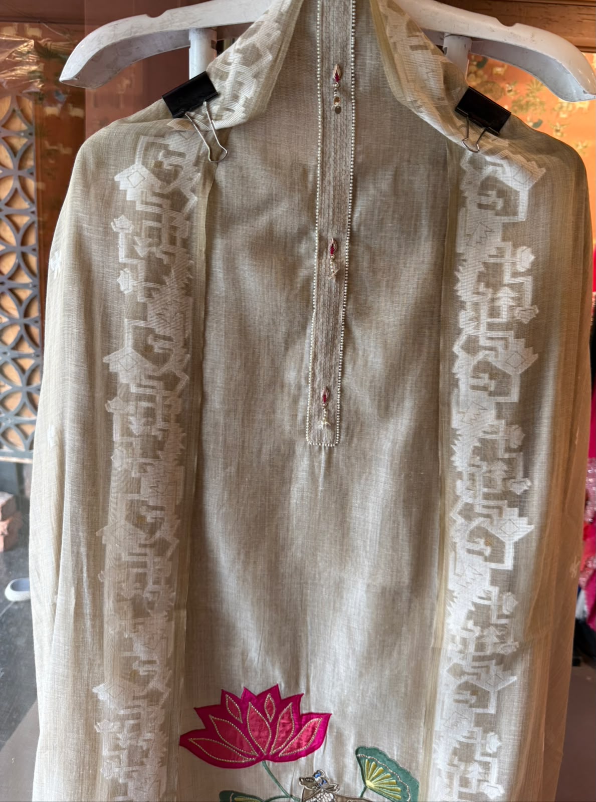 PICHWAI designer Lotus Motif Embroidered Suit Set