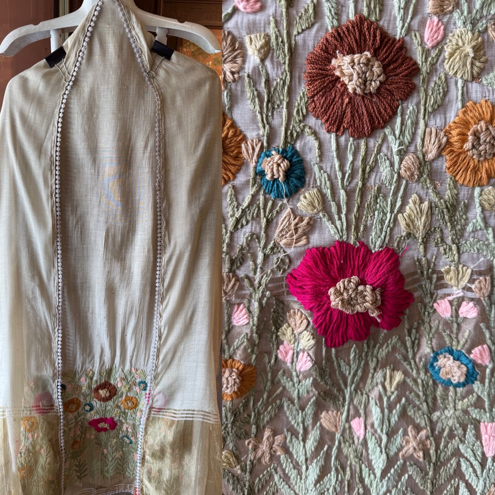 Garden Bloom Hand-Embroidered Suit Set