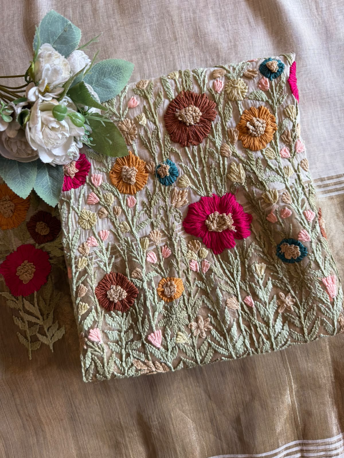 Garden Bloom Hand-Embroidered Suit Set
