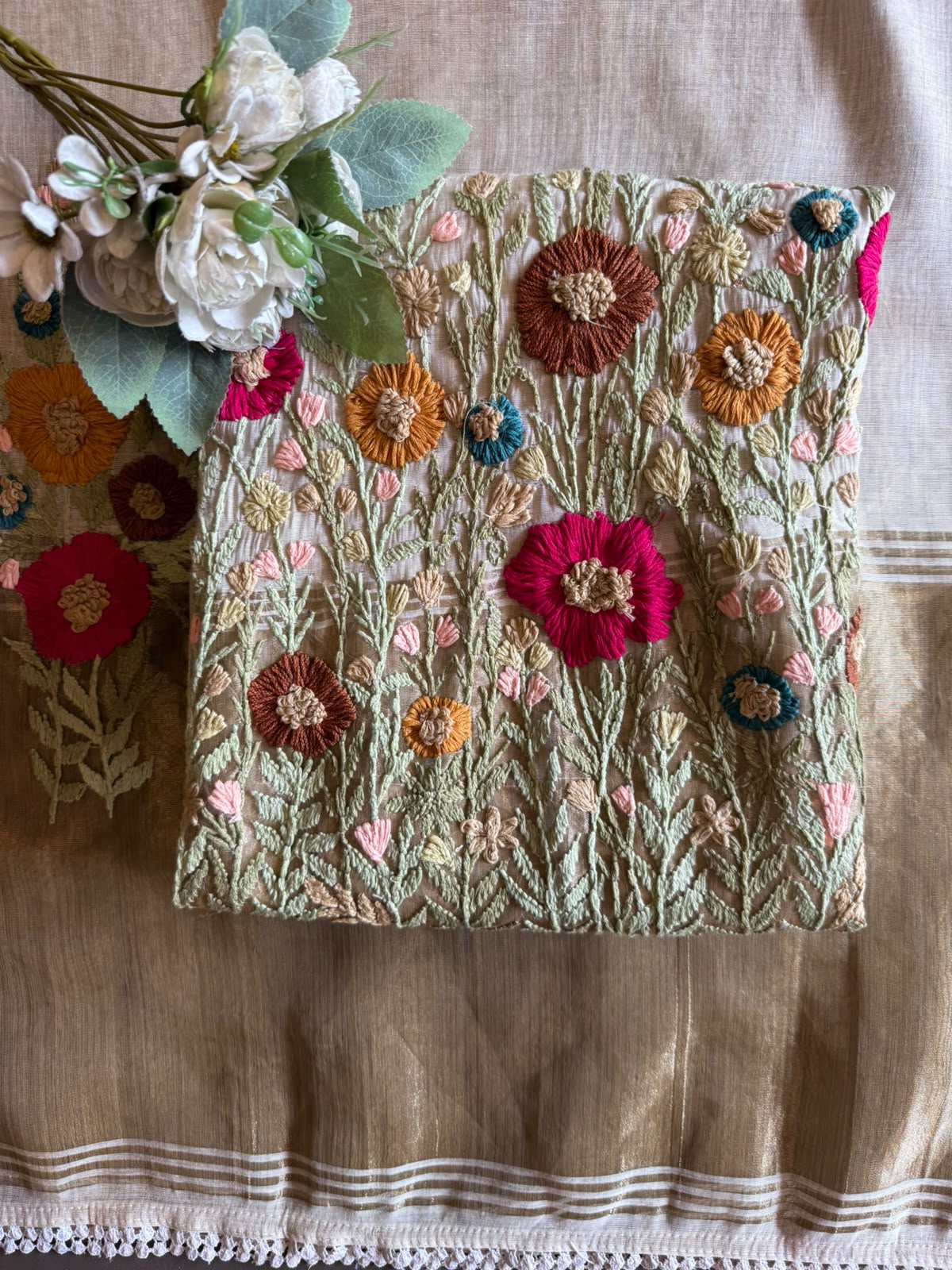 Garden Bloom Hand-Embroidered Suit Set