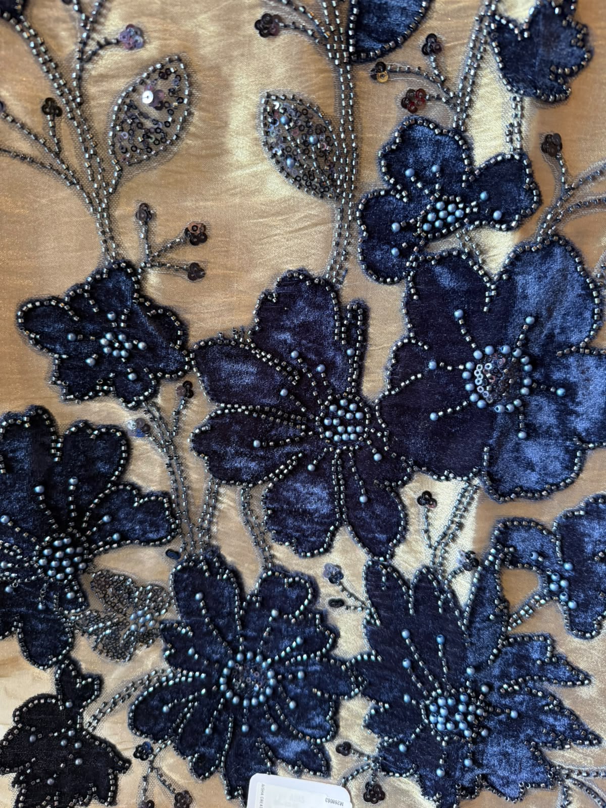 Luxurious velvet floral appliqué unstitched suit