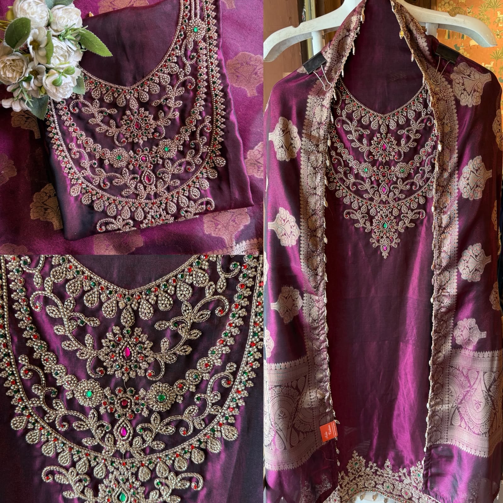 Luxurious Chanderi tissue unstitched suit