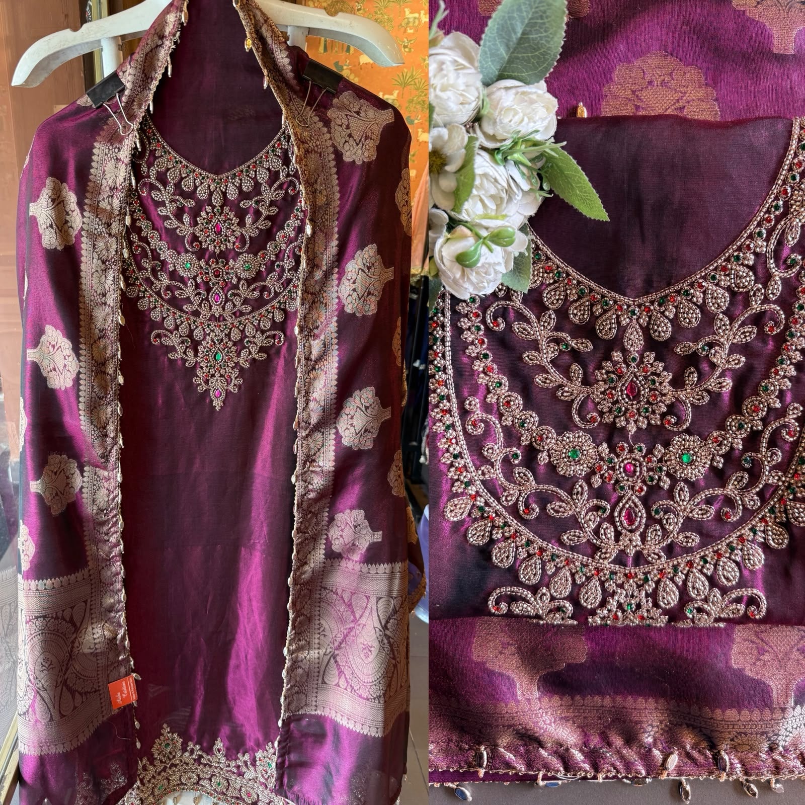 Luxurious Chanderi tissue unstitched suit