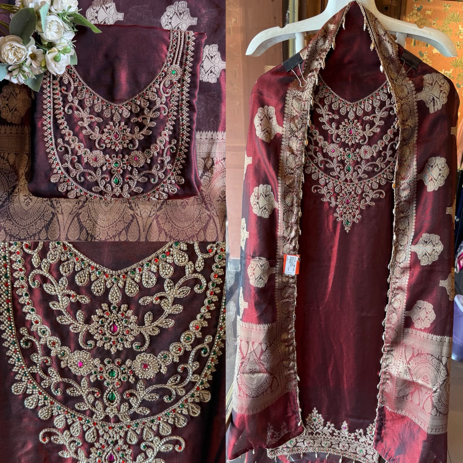 Luxurious Chanderi tissue unstitched suit