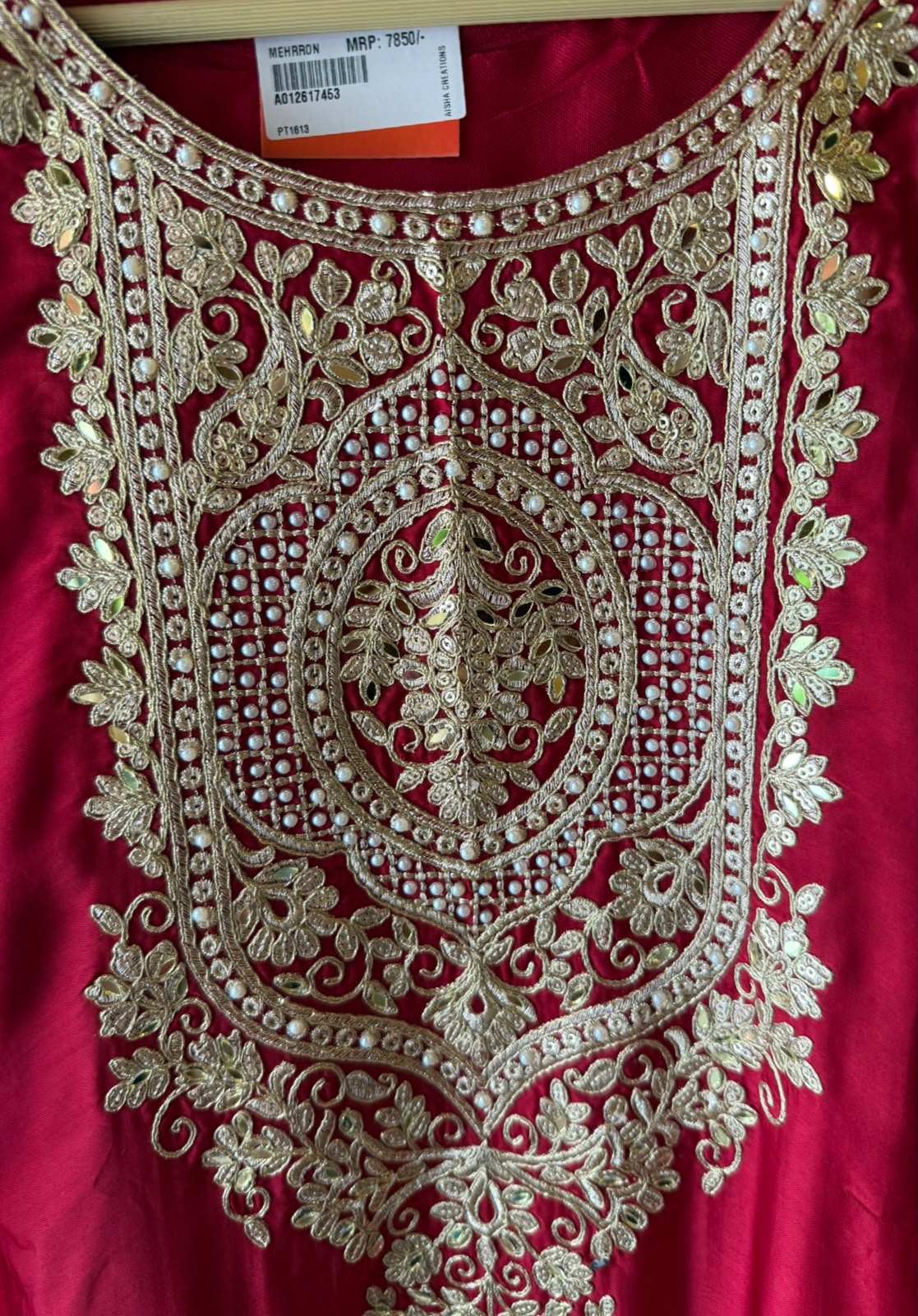 Embroidered designer Suit Set on PURE SATIN SILK WITH BROCADE PANTS
