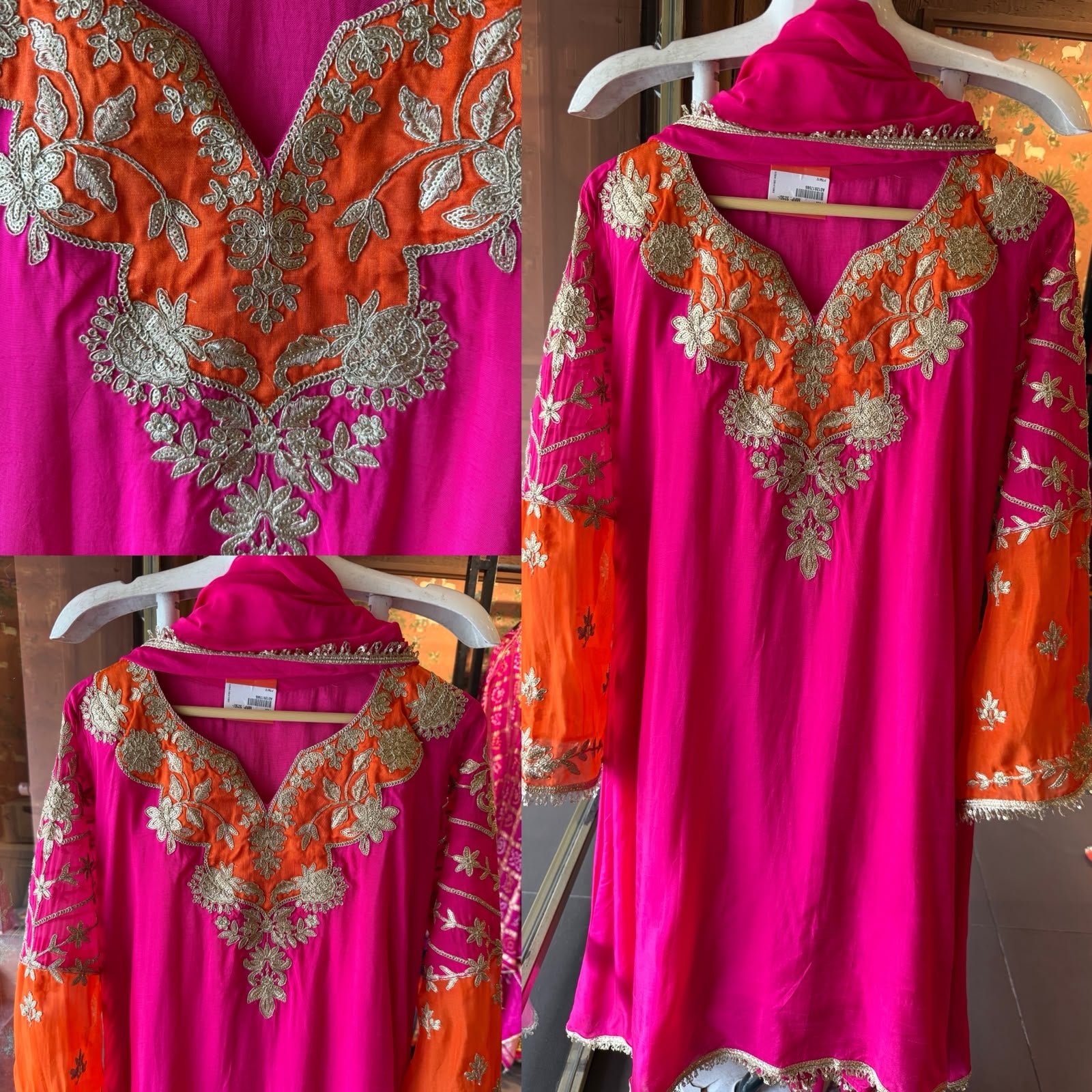 Heavily embroidered pure 100% silk Kurta