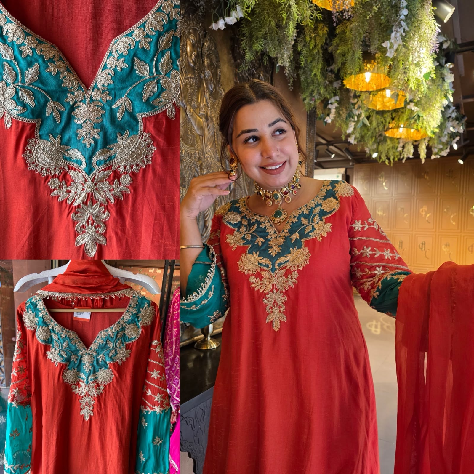 Heavily embroidered pure 100% silk Kurta