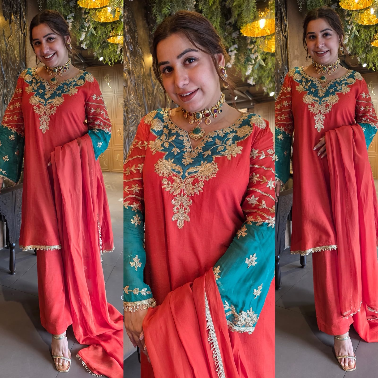 Heavily embroidered pure 100% silk Kurta