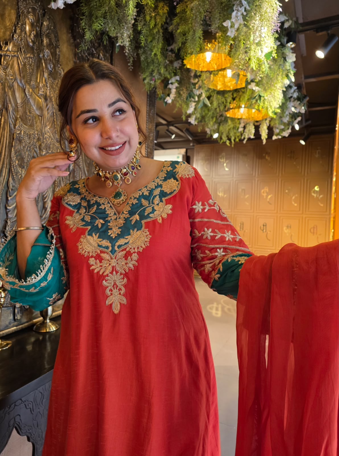 Heavily embroidered pure 100% silk Kurta