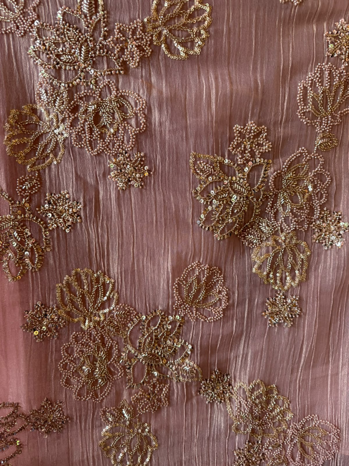 Hand Beaded Luxury Suit Set on Crushed tissue