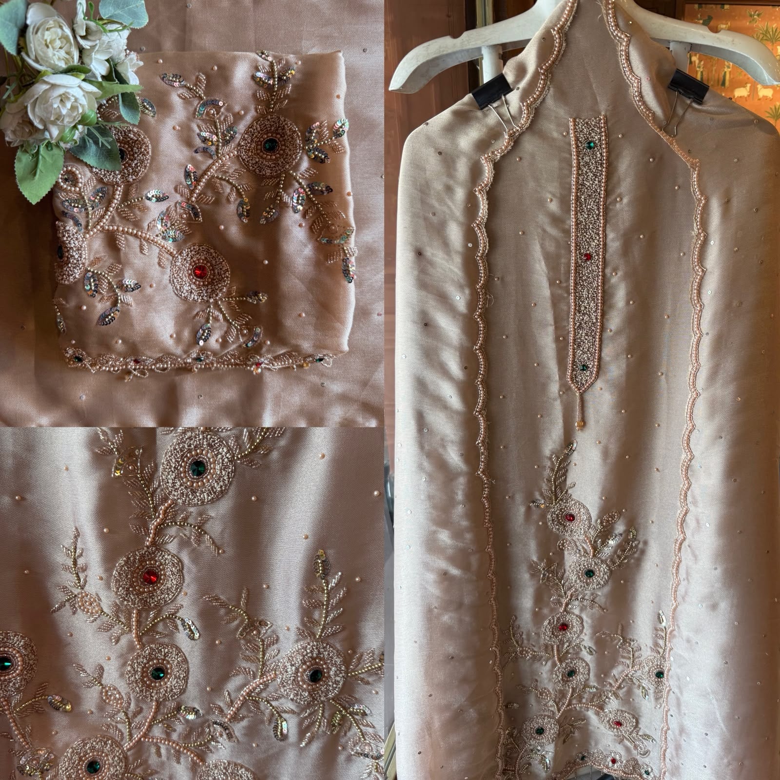 Hand-Embroidered Unstitched Suit set