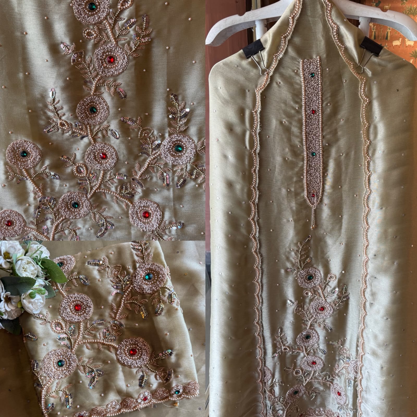 Hand-Embroidered Unstitched Suit set