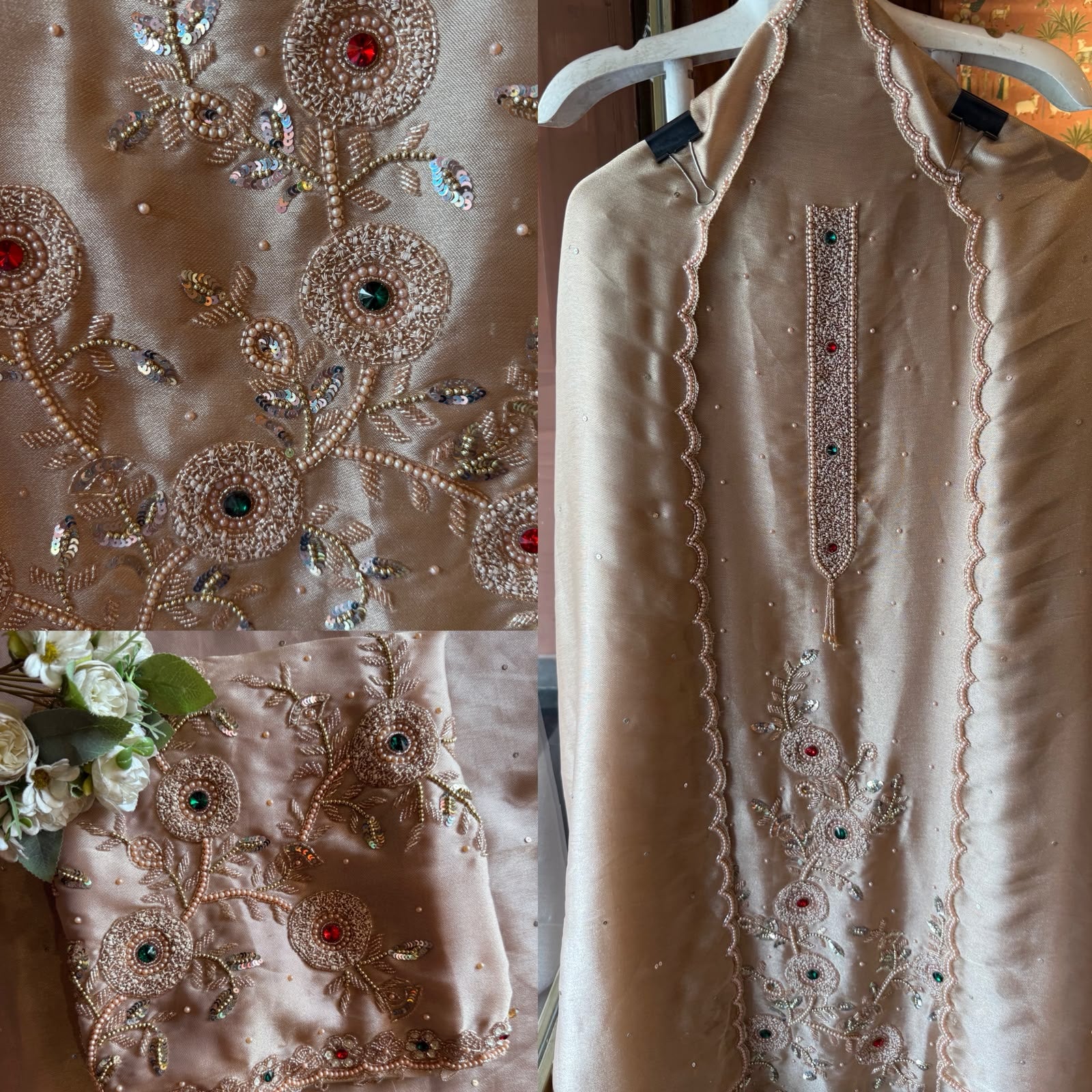 Hand-Embroidered Unstitched Suit set