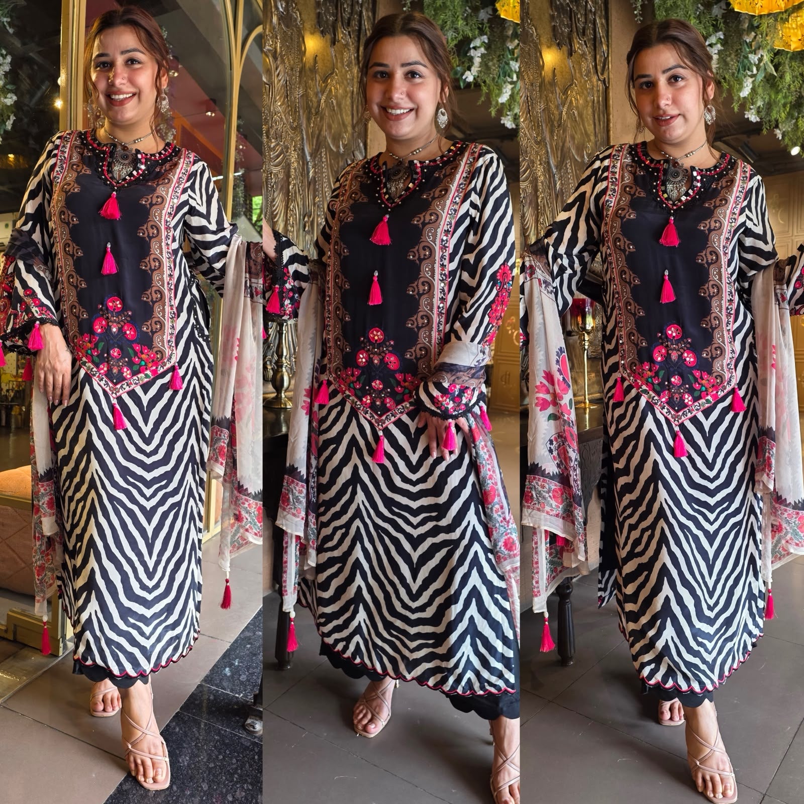 Contemporary zebra-print suit set