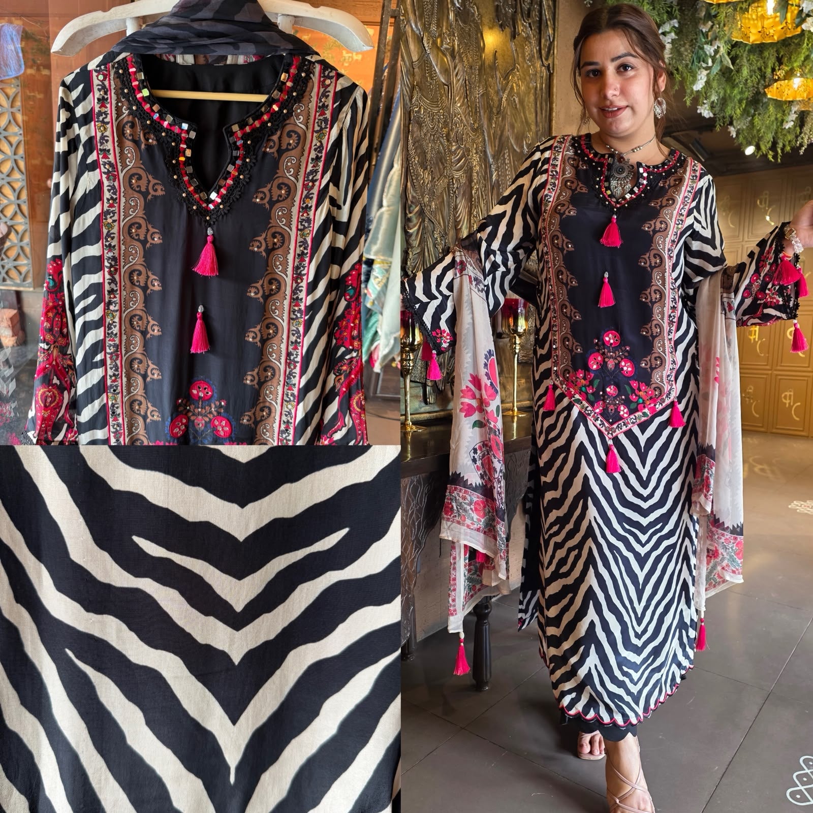 Contemporary zebra-print suit set