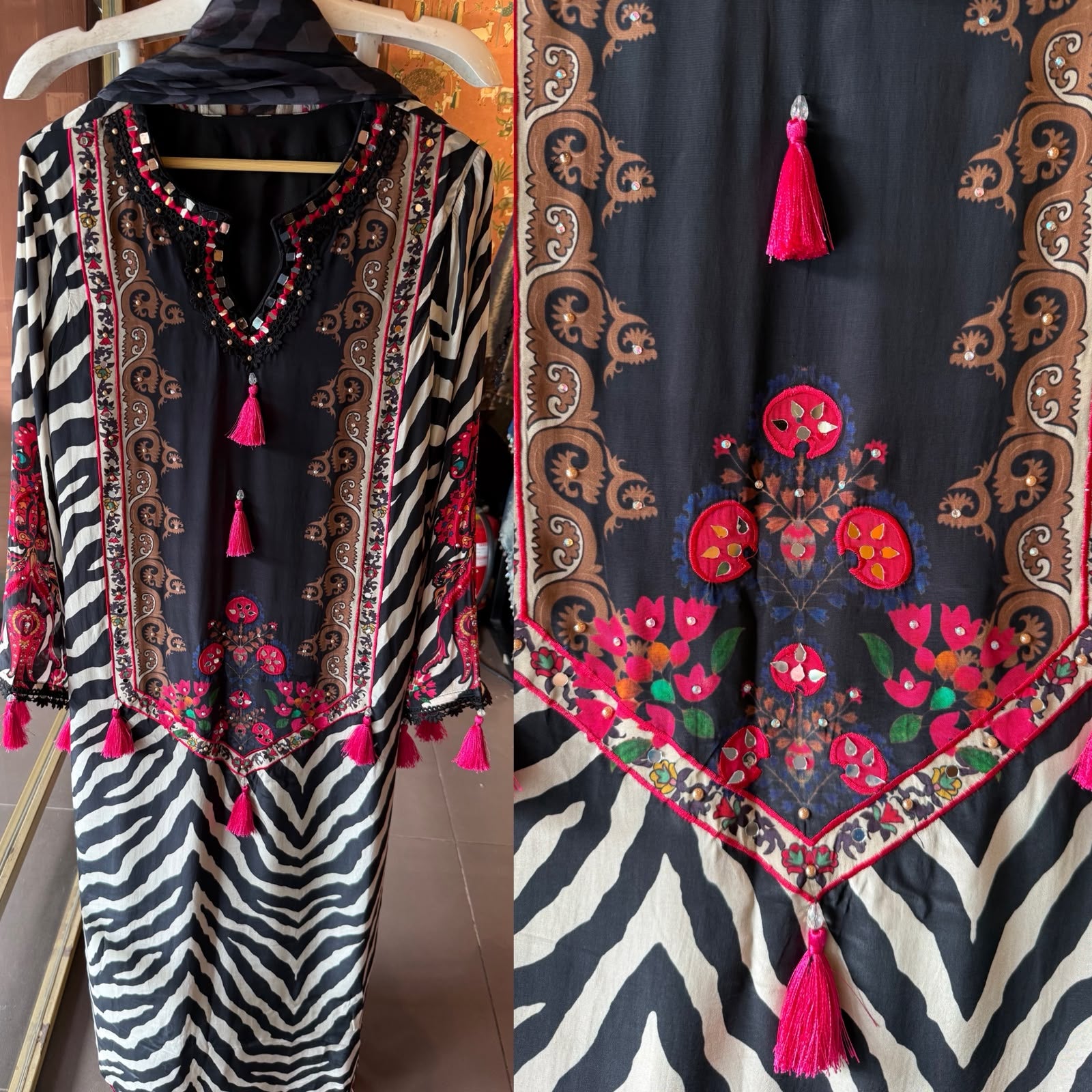 Contemporary zebra-print suit set