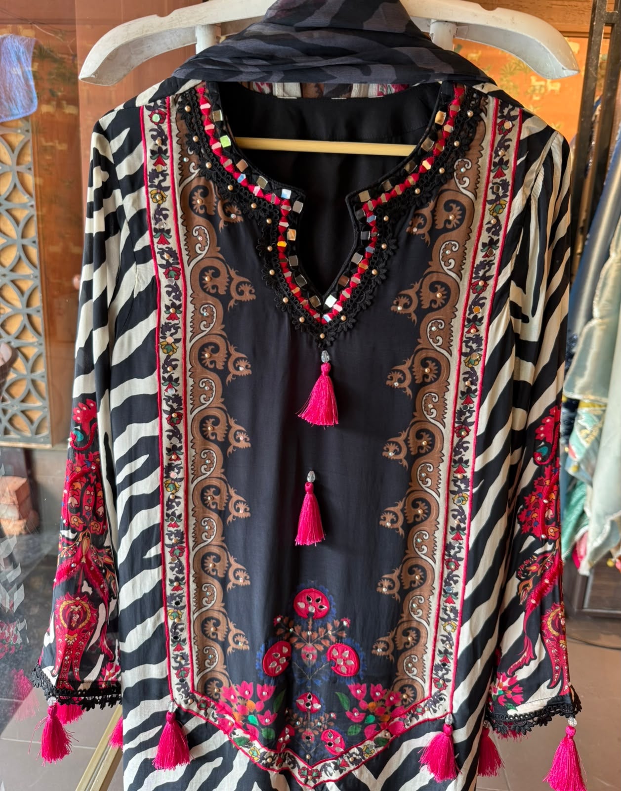 Contemporary zebra-print suit set