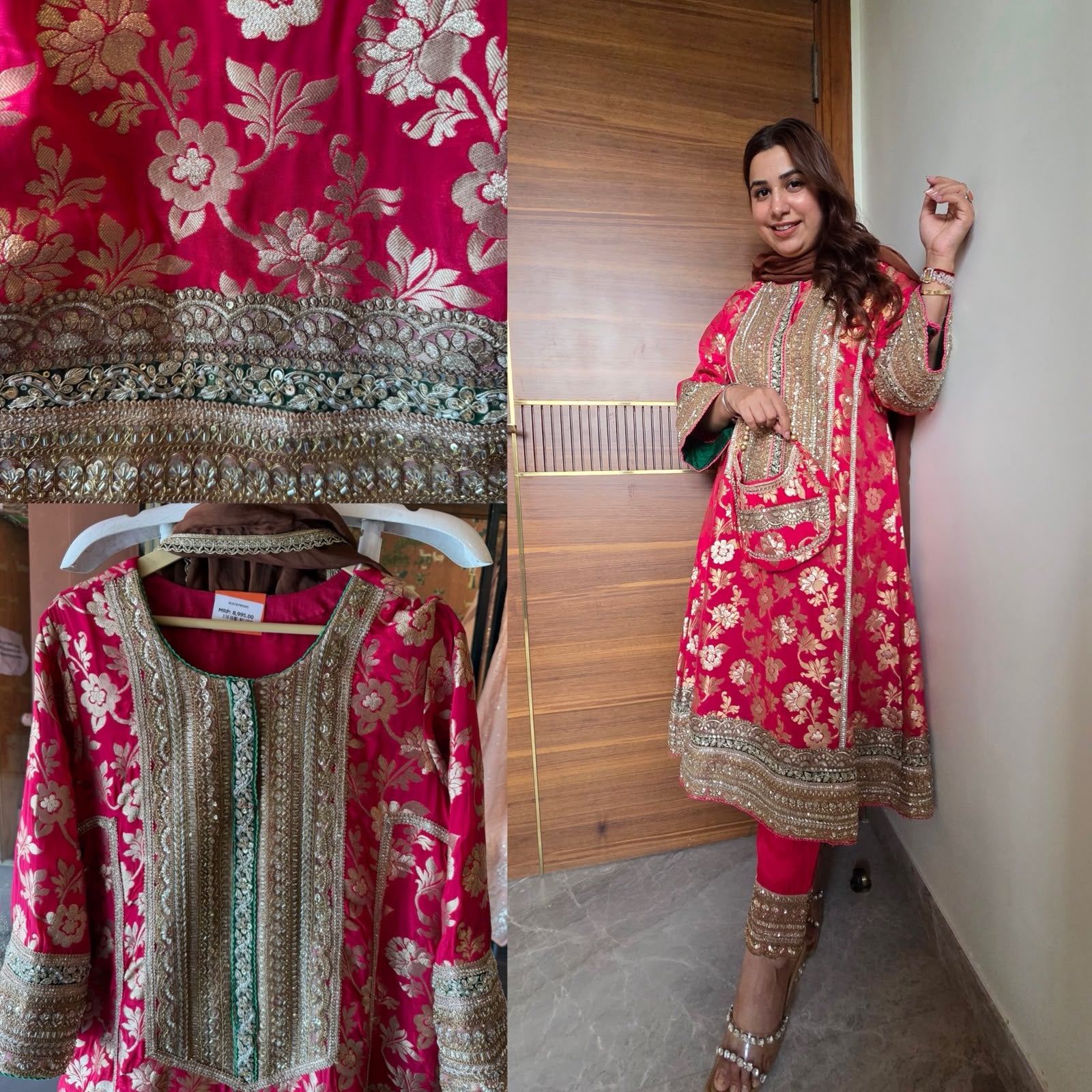 Beautiful pure banarsi silk brocade anarkali suit set