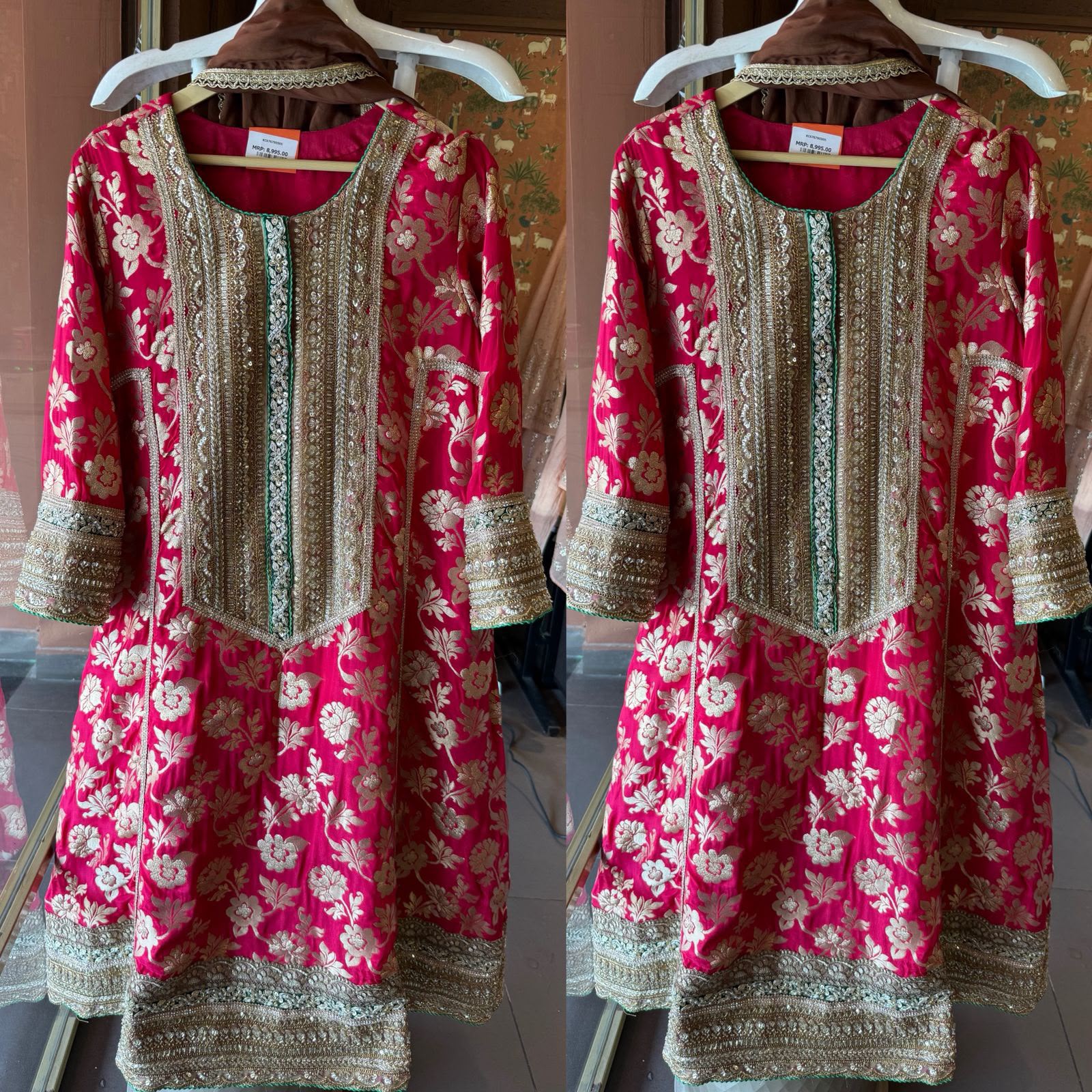 Beautiful pure banarsi silk brocade anarkali suit set