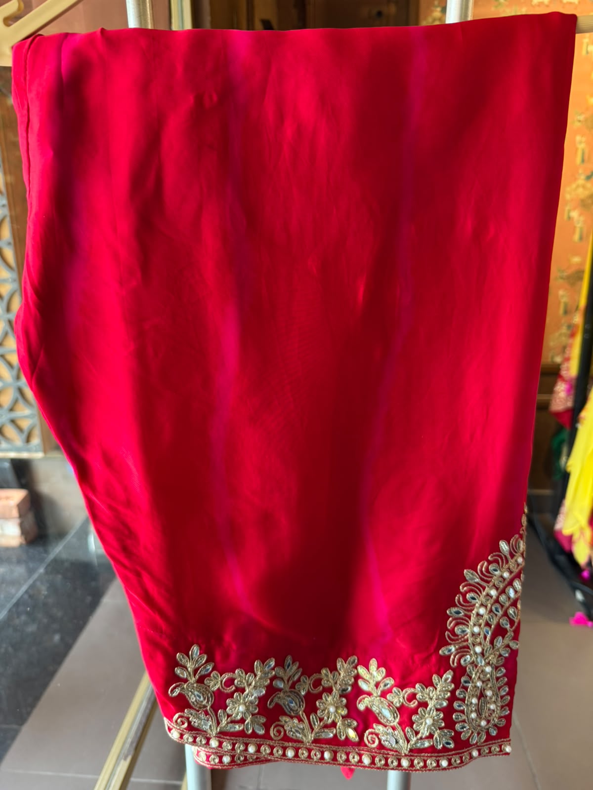 Beautiful ivory  Suit with Red Dupatta