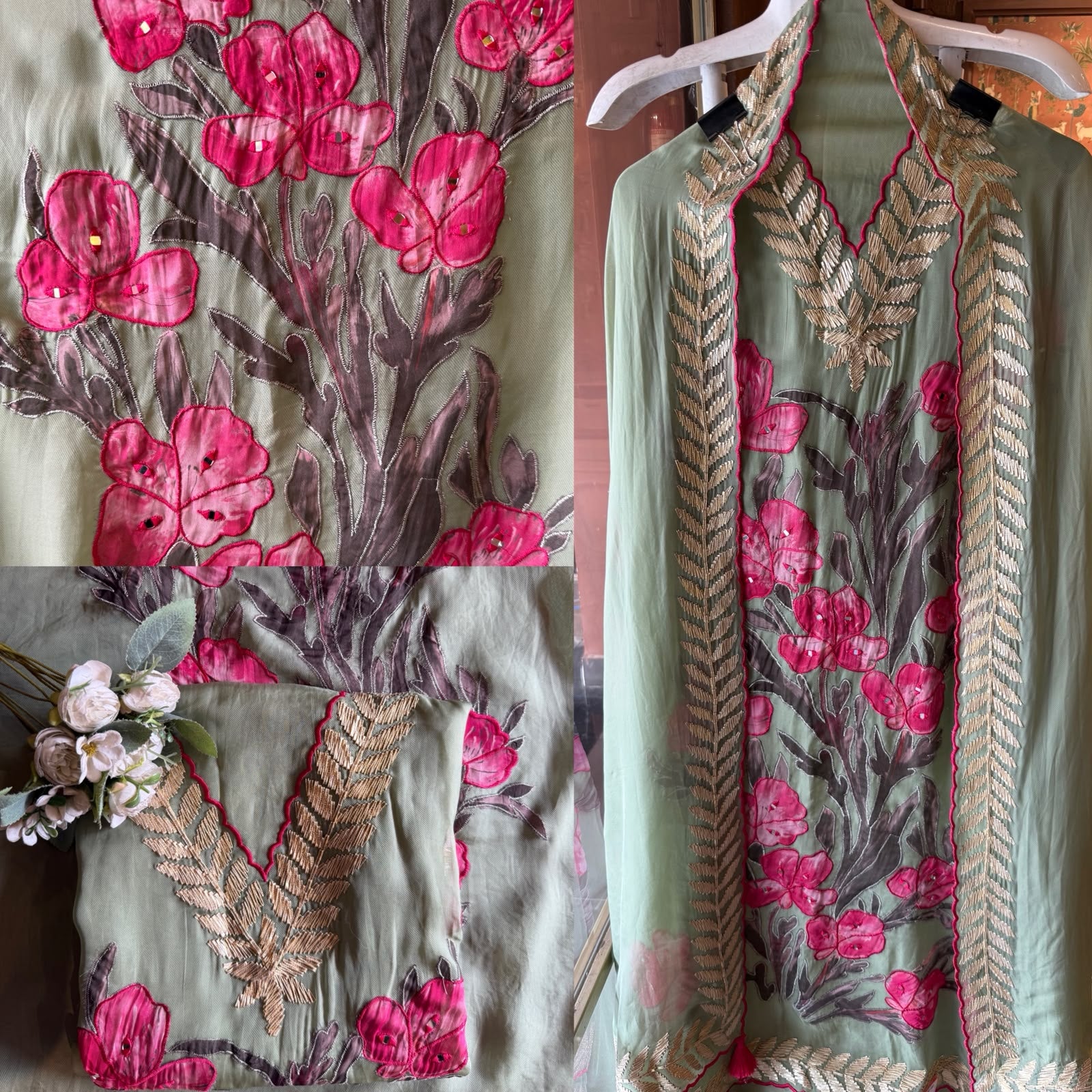 Floral Appliqué Designer Suit