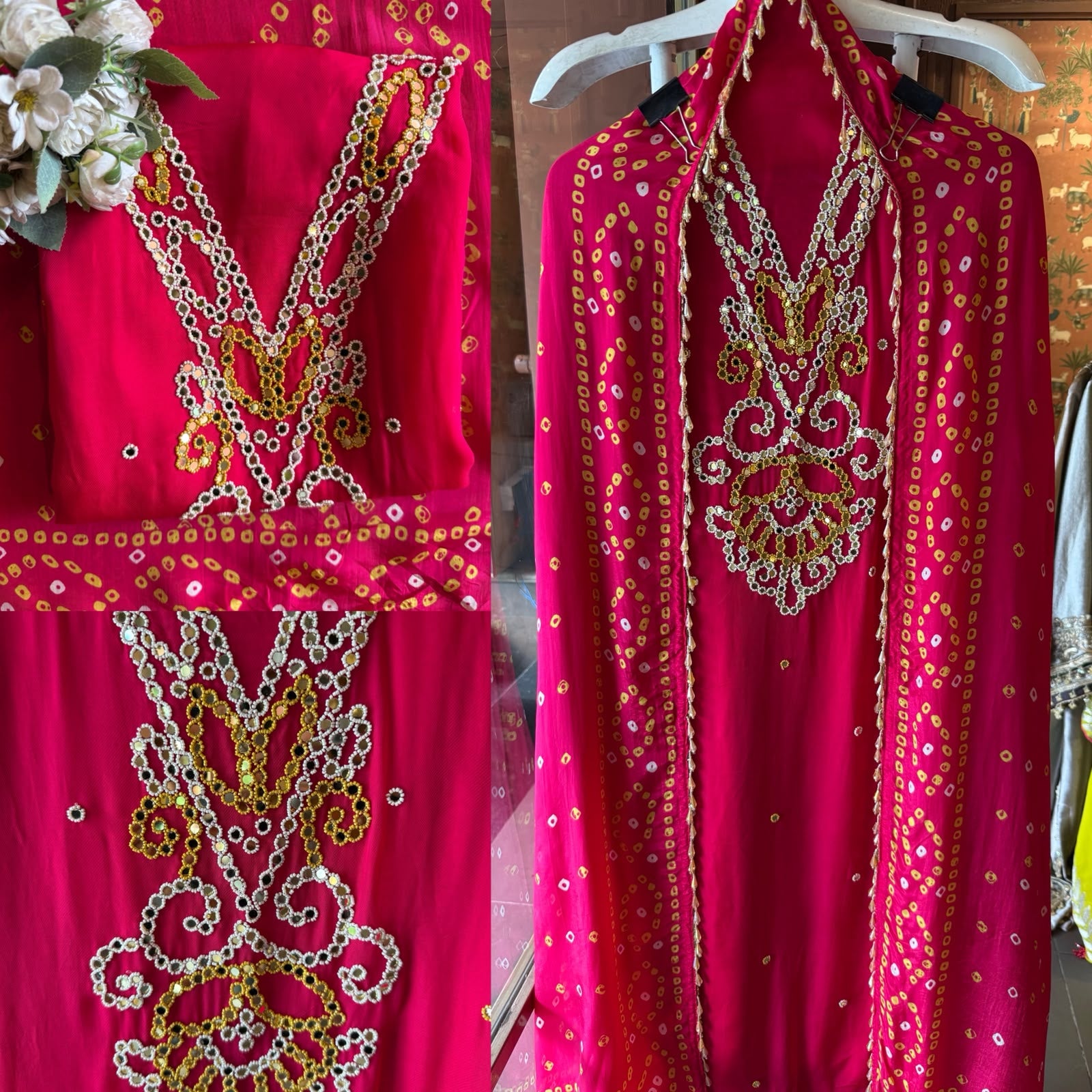 Bandhani  Suit Set On Pure organza Twill