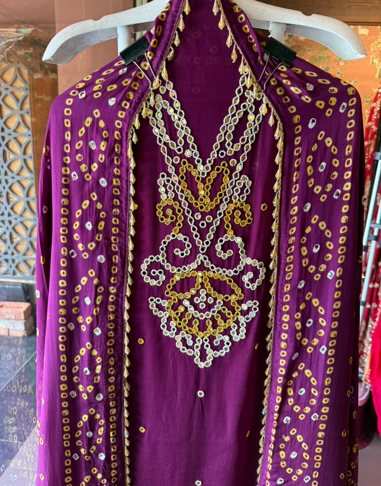 Bandhani  Suit Set On Pure organza Twill