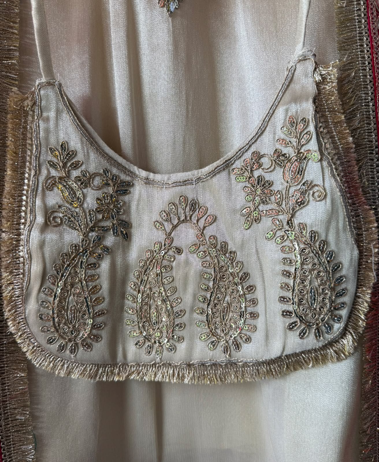 Beautiful ivory  Suit with Red Dupatta