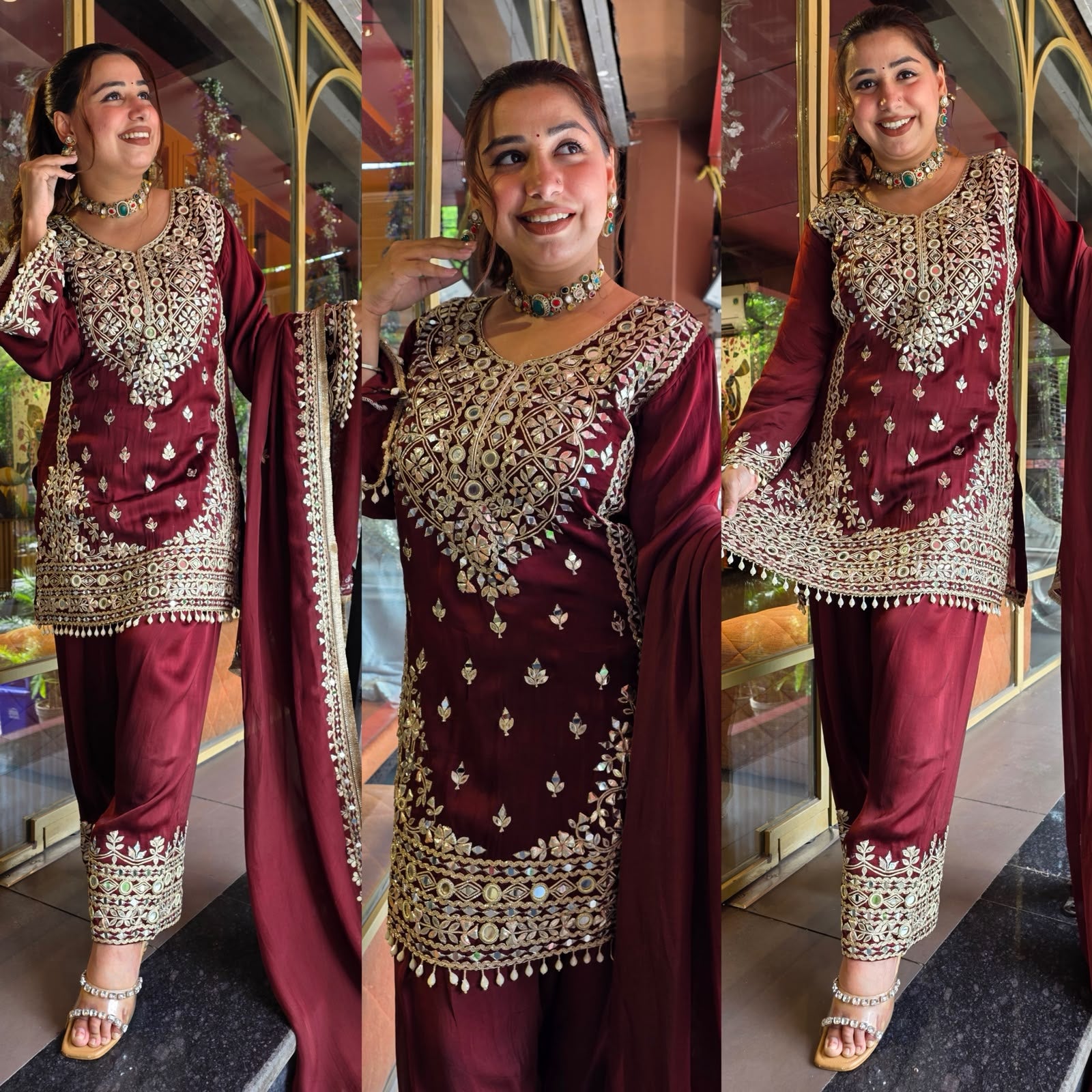 Heavy Mirror and gotta Work Pakistani Suit Set