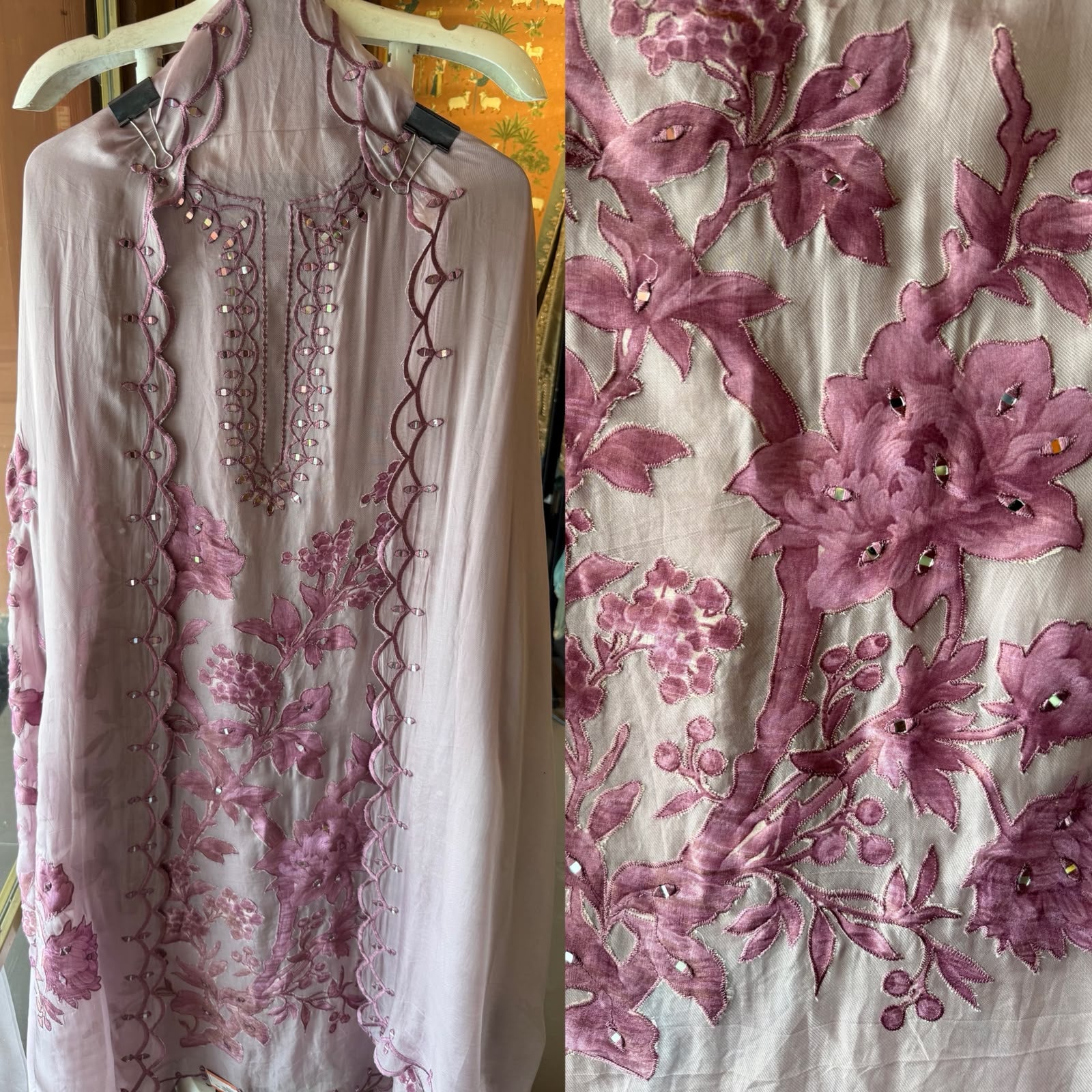 Floral appliqué Patchwork Embroidered Suit Set