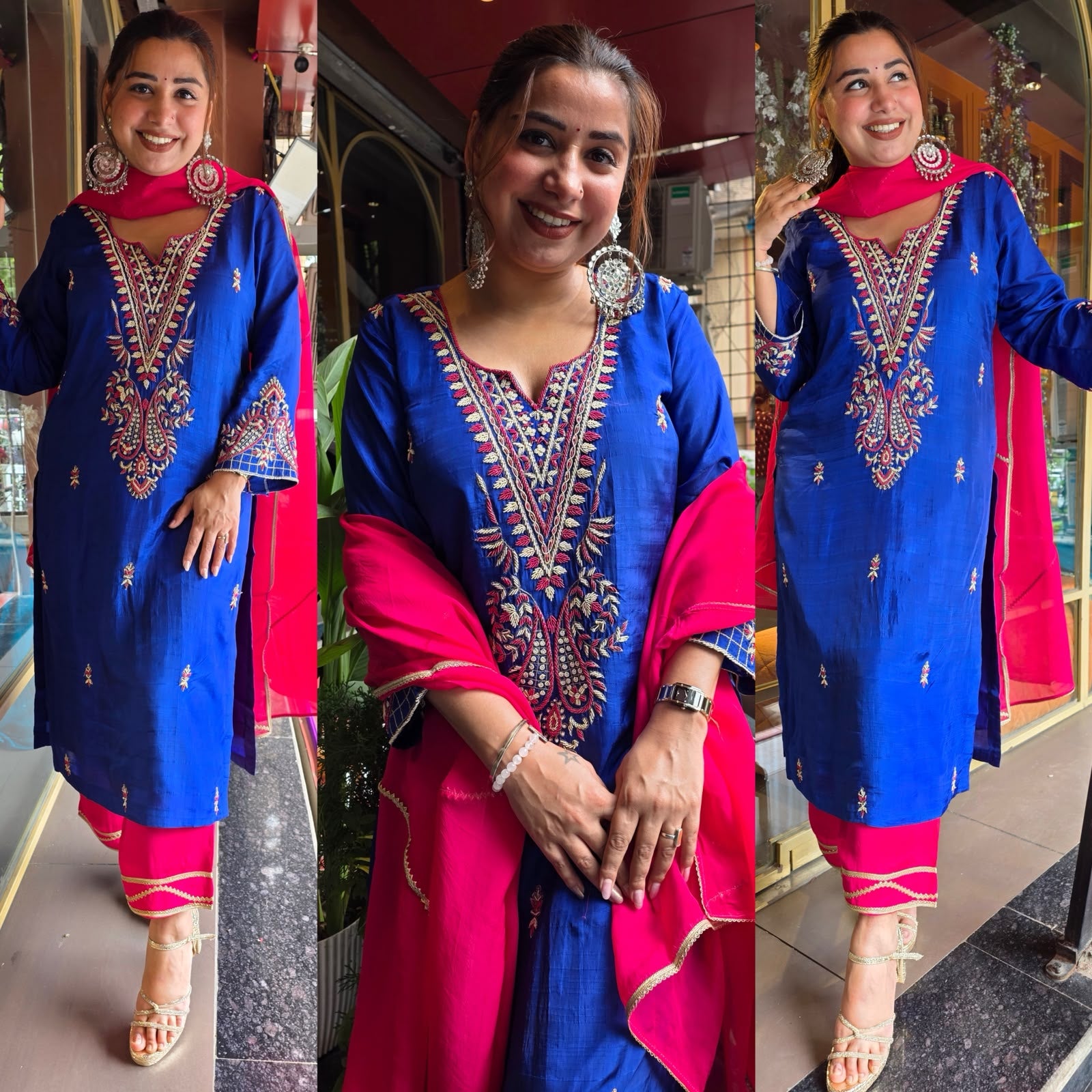 Beautiful striking  contrast suit set