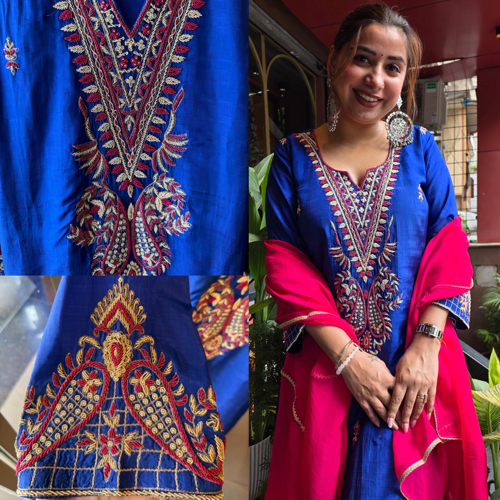Beautiful striking  contrast suit set