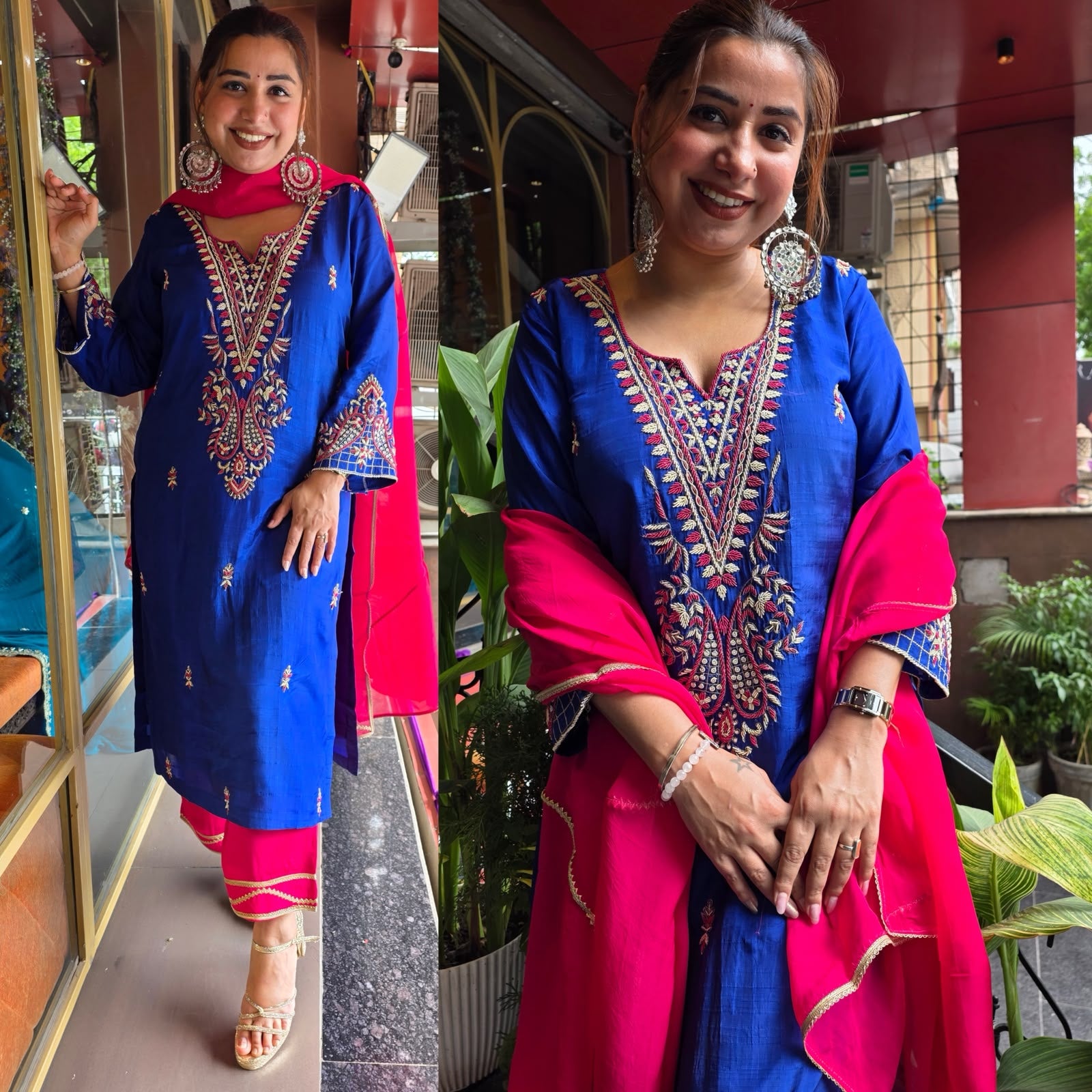 Beautiful striking  contrast suit set