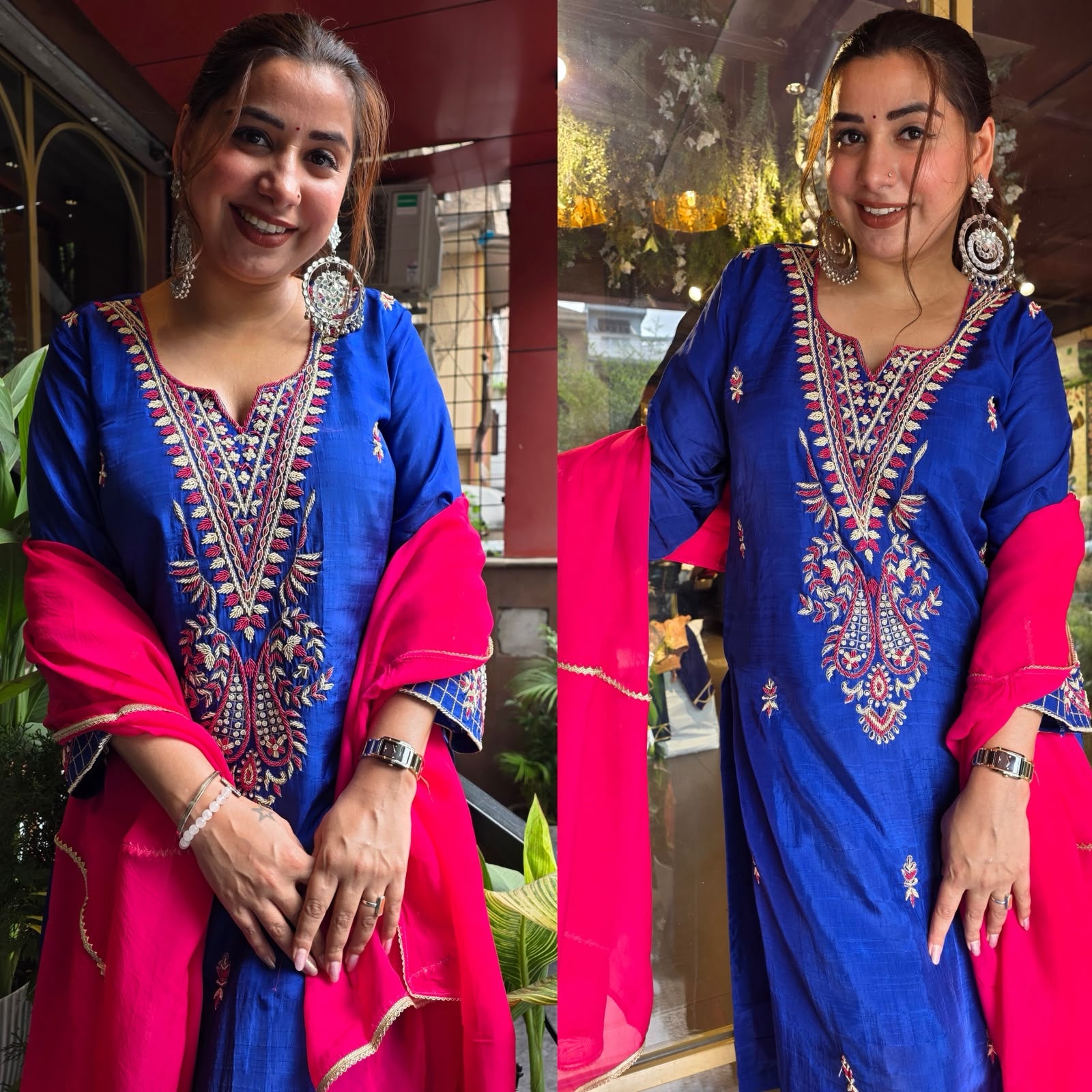 Beautiful striking  contrast suit set