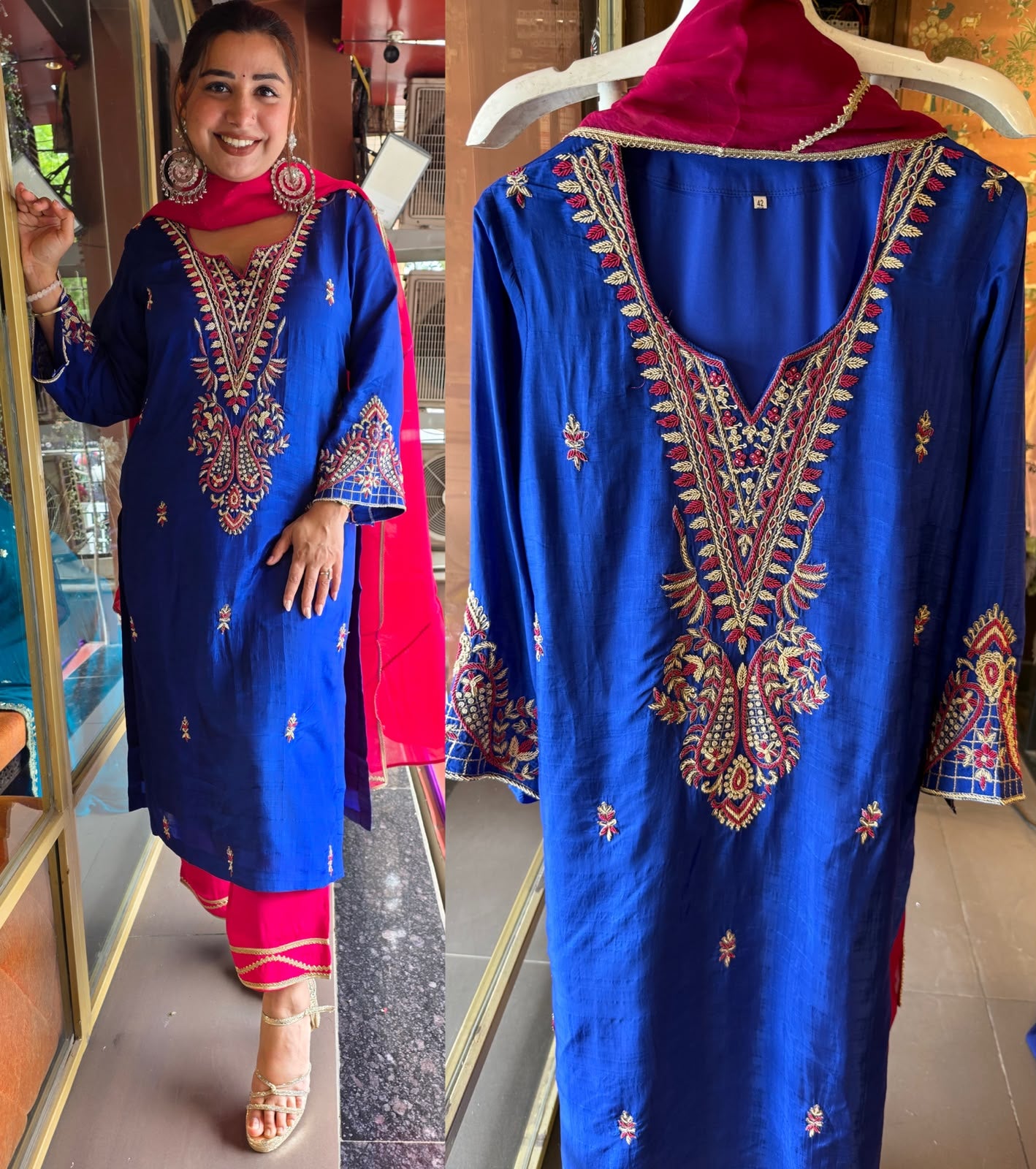 Beautiful striking  contrast suit set