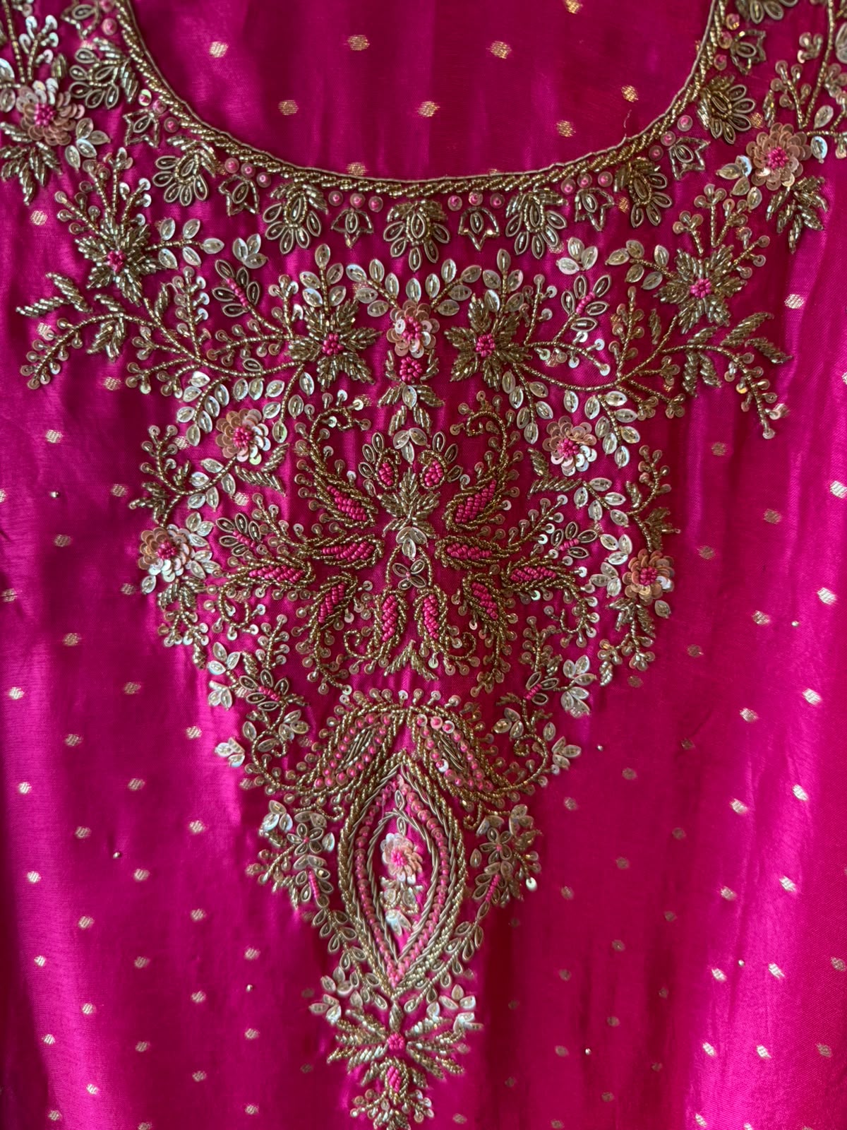 Hand Embroidered Suit Set with dual shaded Banarasi Dupatta