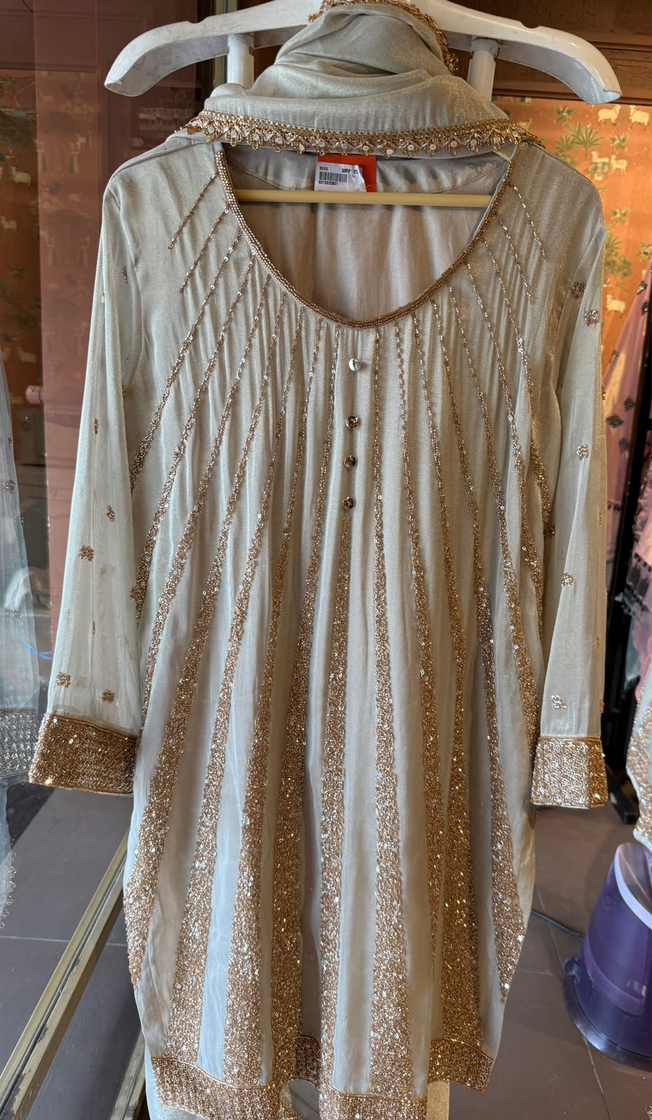 Ivory Shimmer Sharara Set