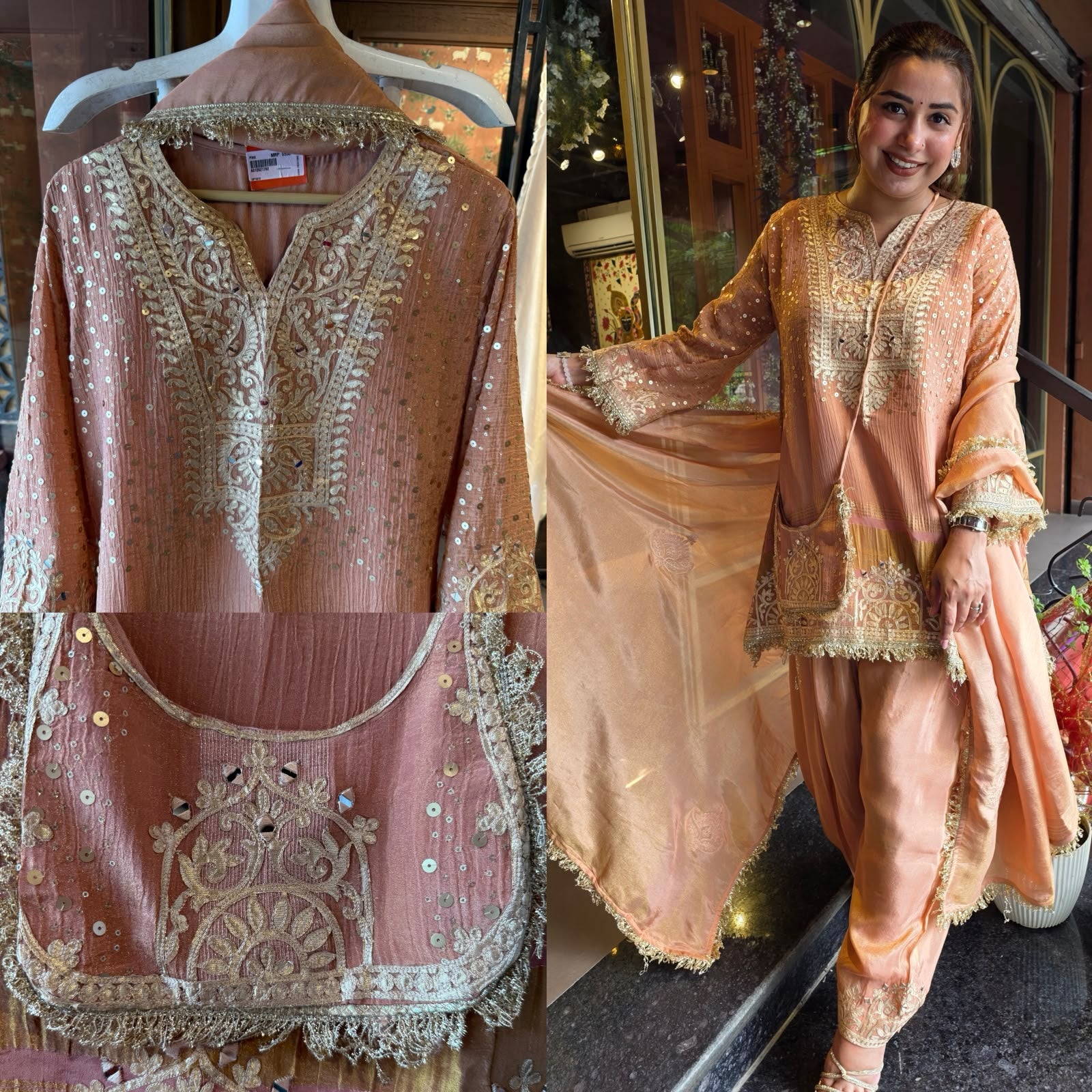 Designer Embroidered Kurta Set With farshi salwar