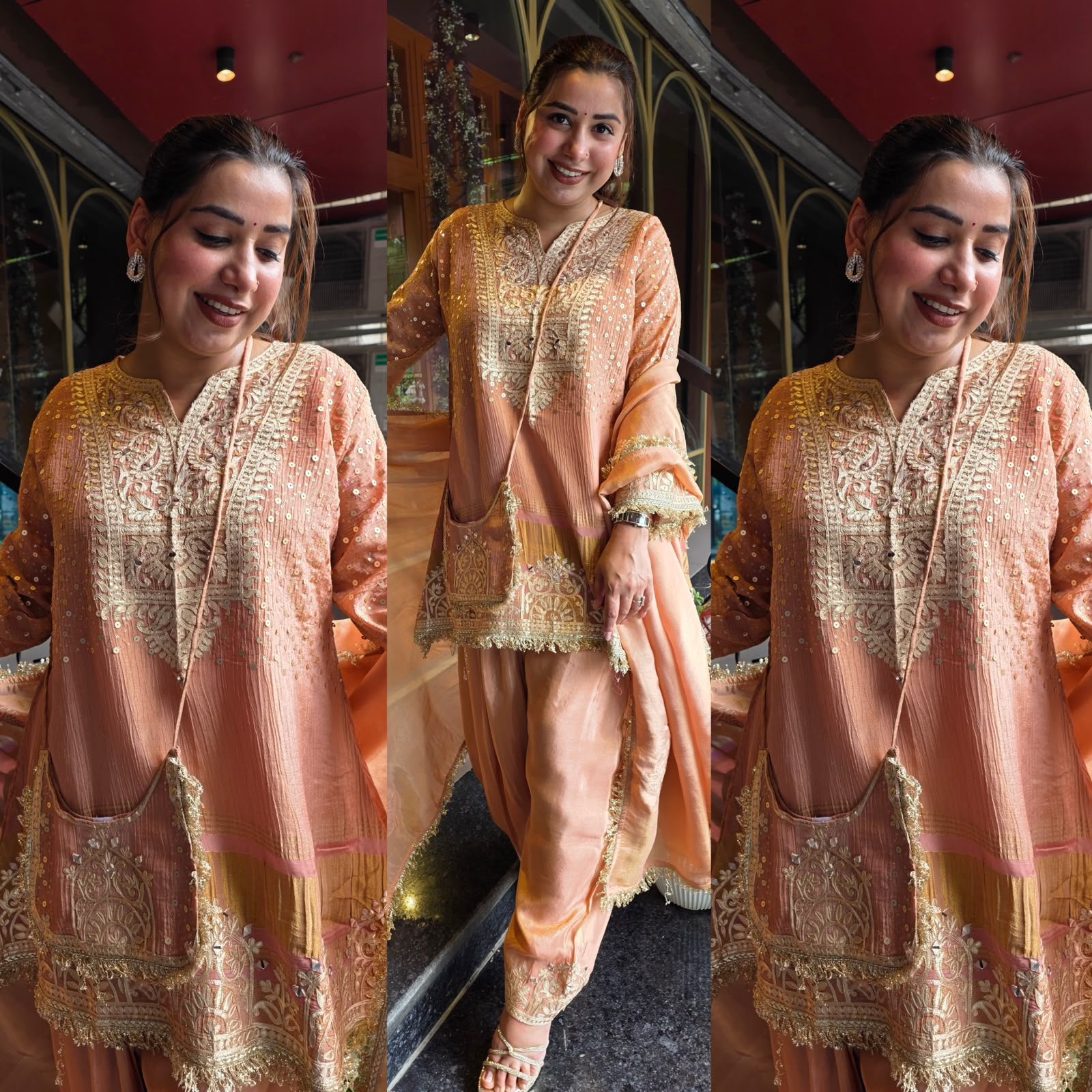 Designer Embroidered Kurta Set With farshi salwar