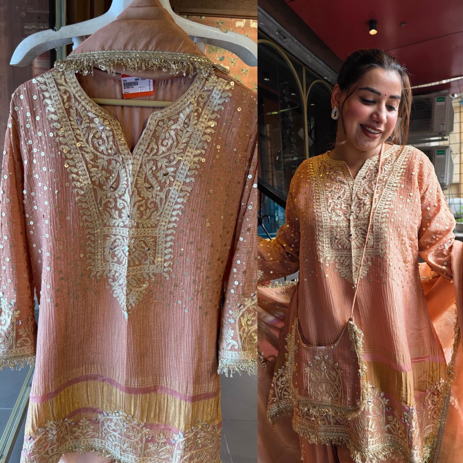 Designer Embroidered Kurta Set With farshi salwar