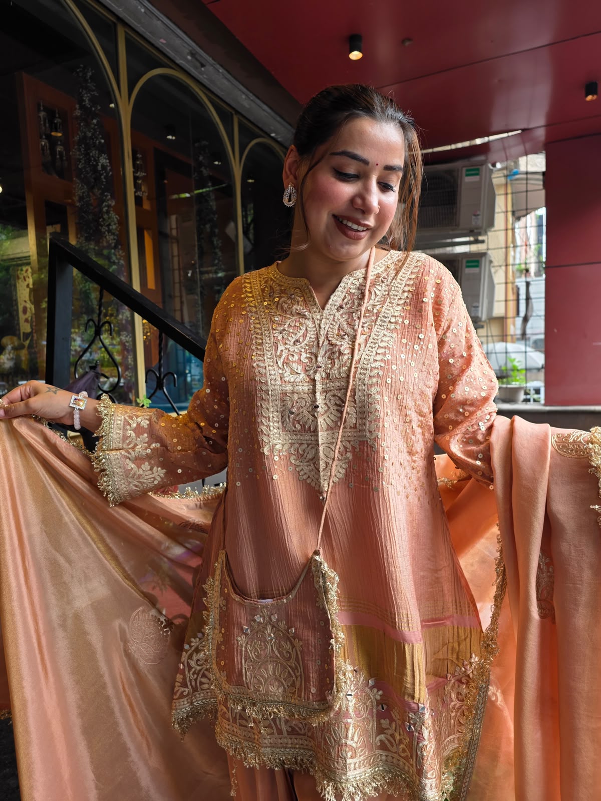 Designer Embroidered Kurta Set With farshi salwar