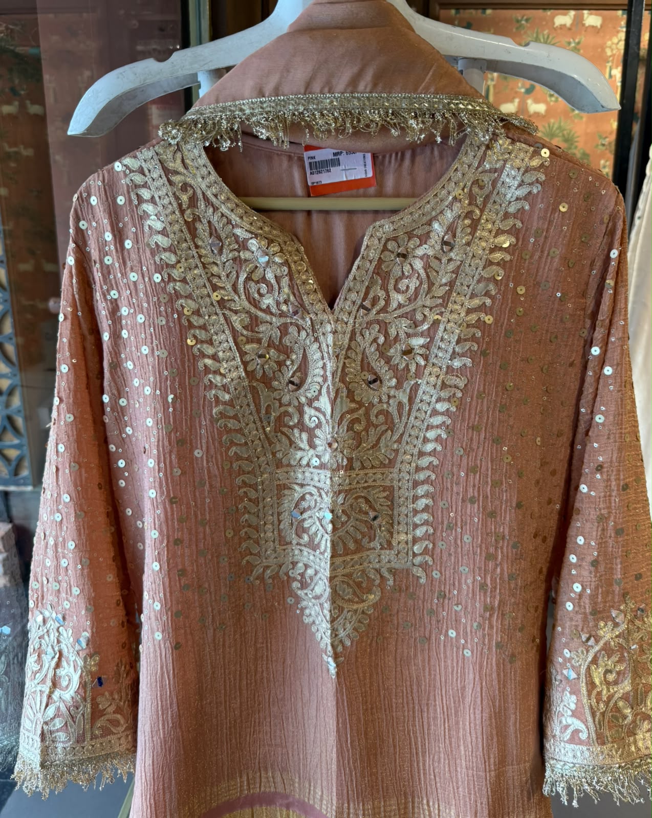 Designer Embroidered Kurta Set With farshi salwar