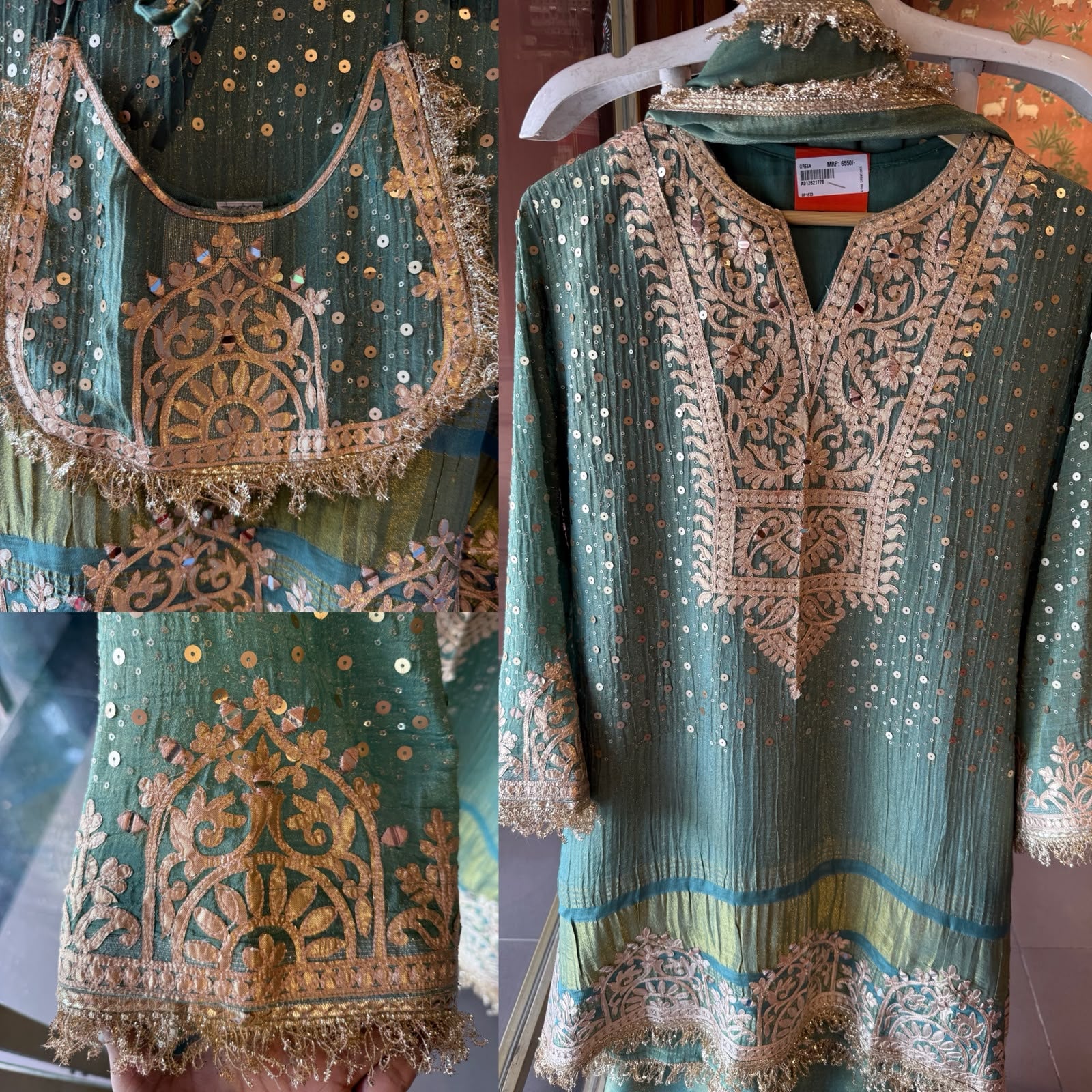 Designer Embroidered Kurta Set With farshi salwar