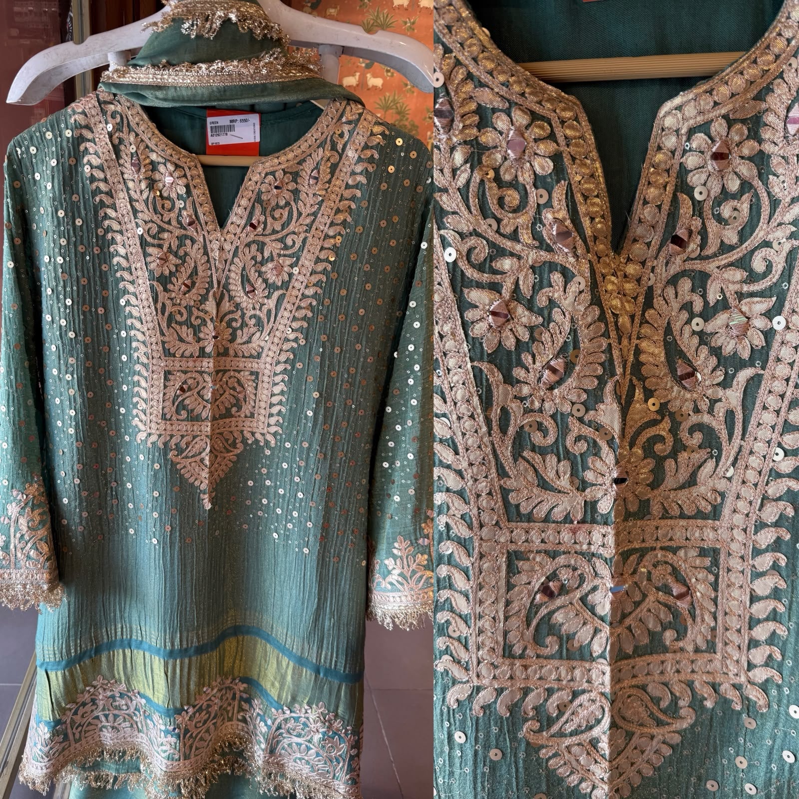 Designer Embroidered Kurta Set With farshi salwar