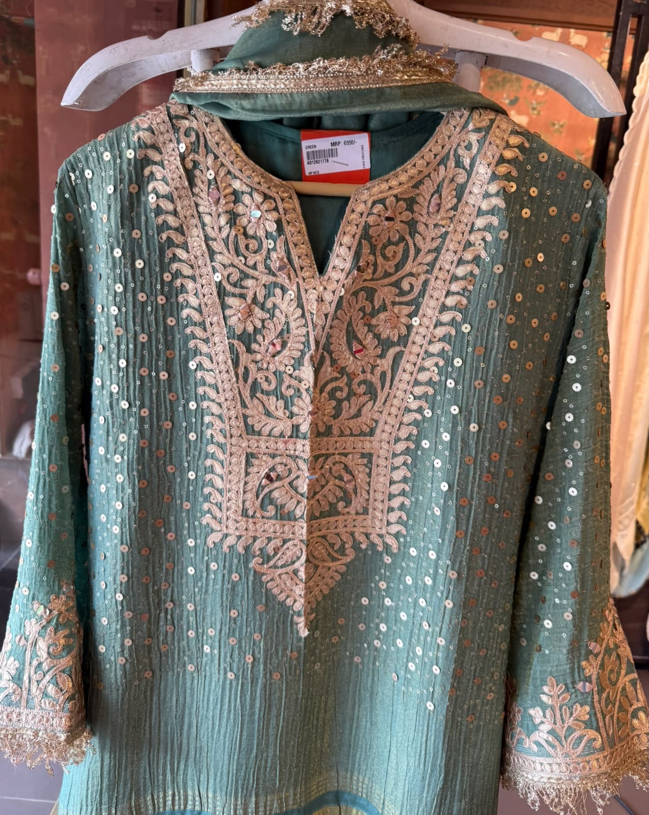 Designer Embroidered Kurta Set With farshi salwar