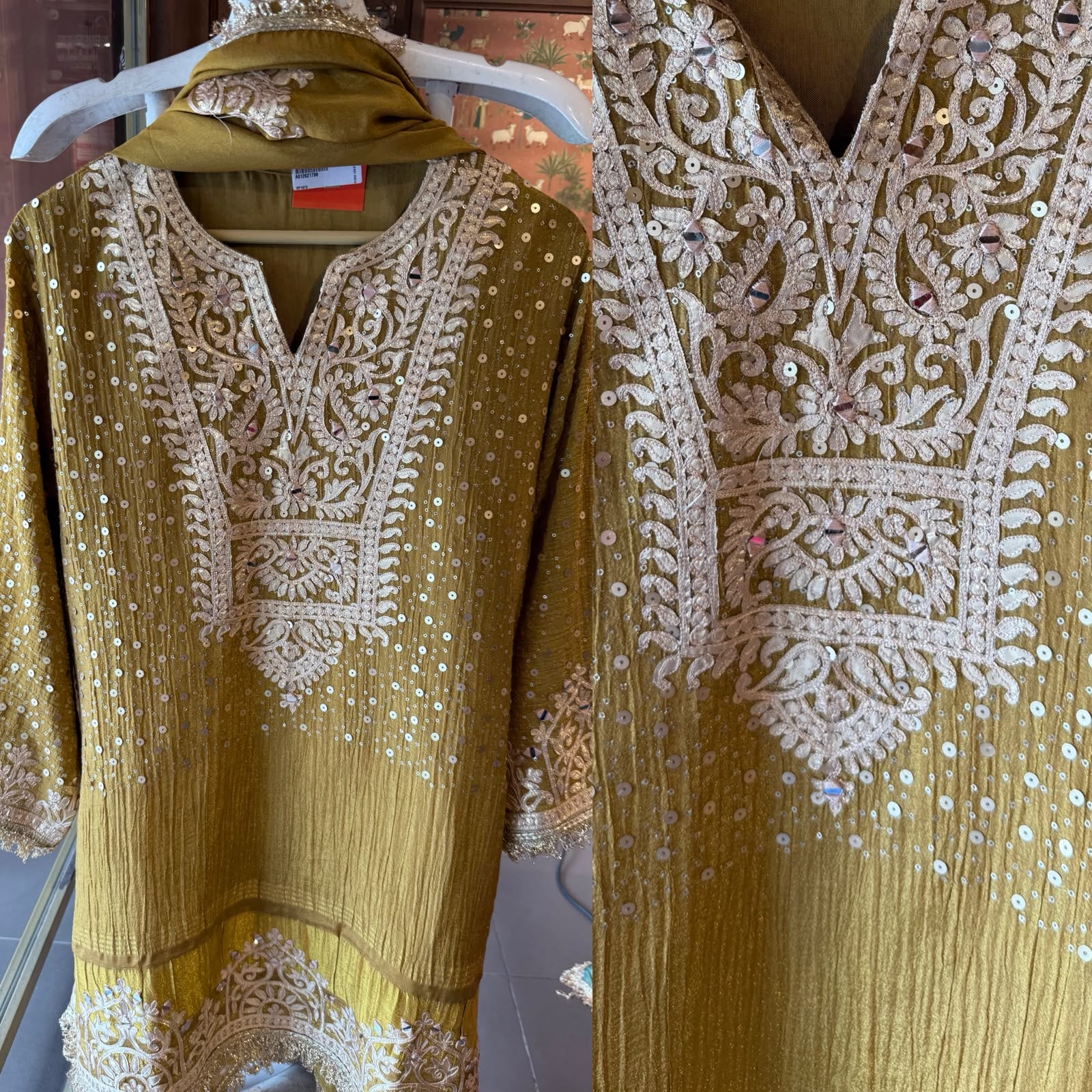 Designer Embroidered Kurta Set With farshi salwar