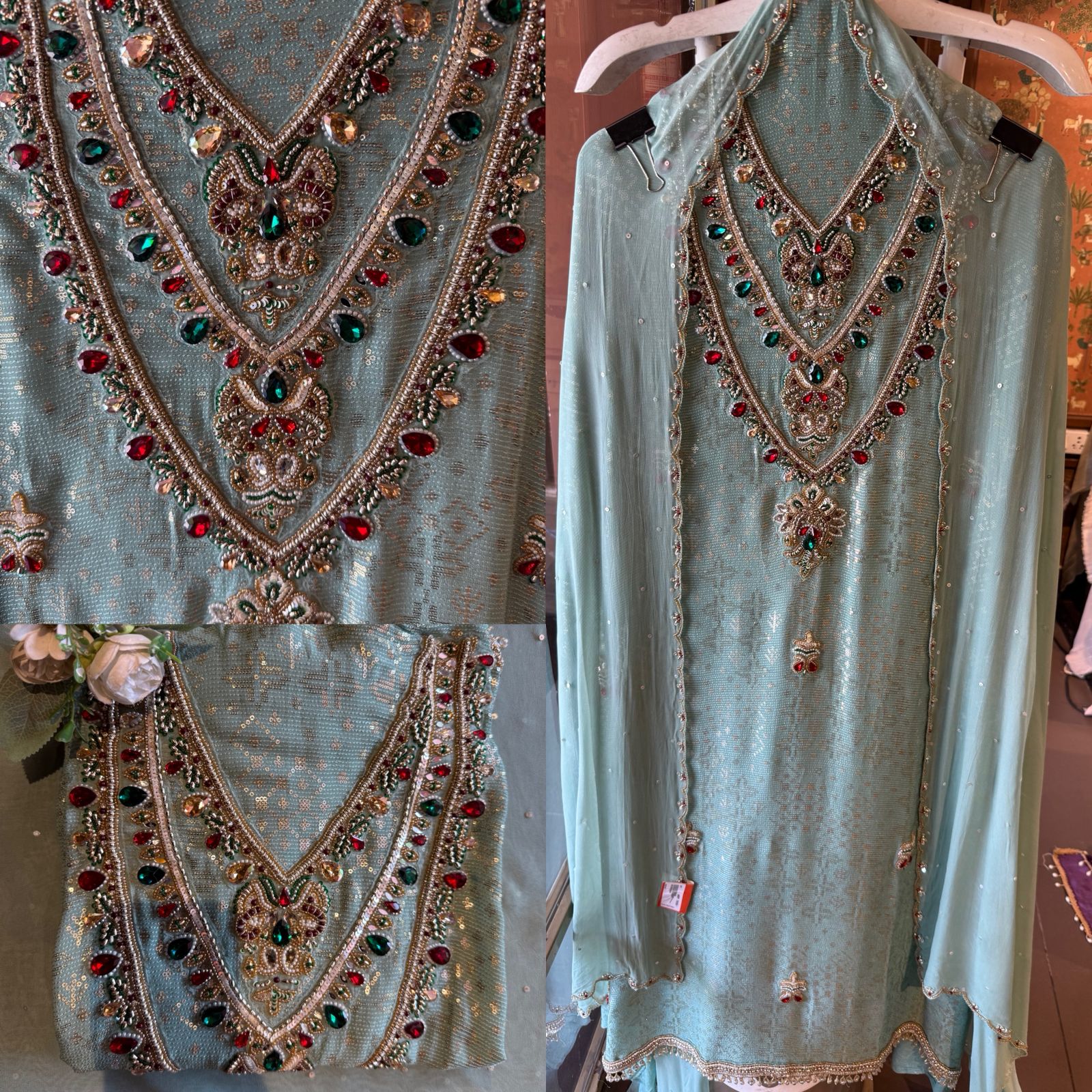 Beautiful Suit piece on Georgette with sequence embellished