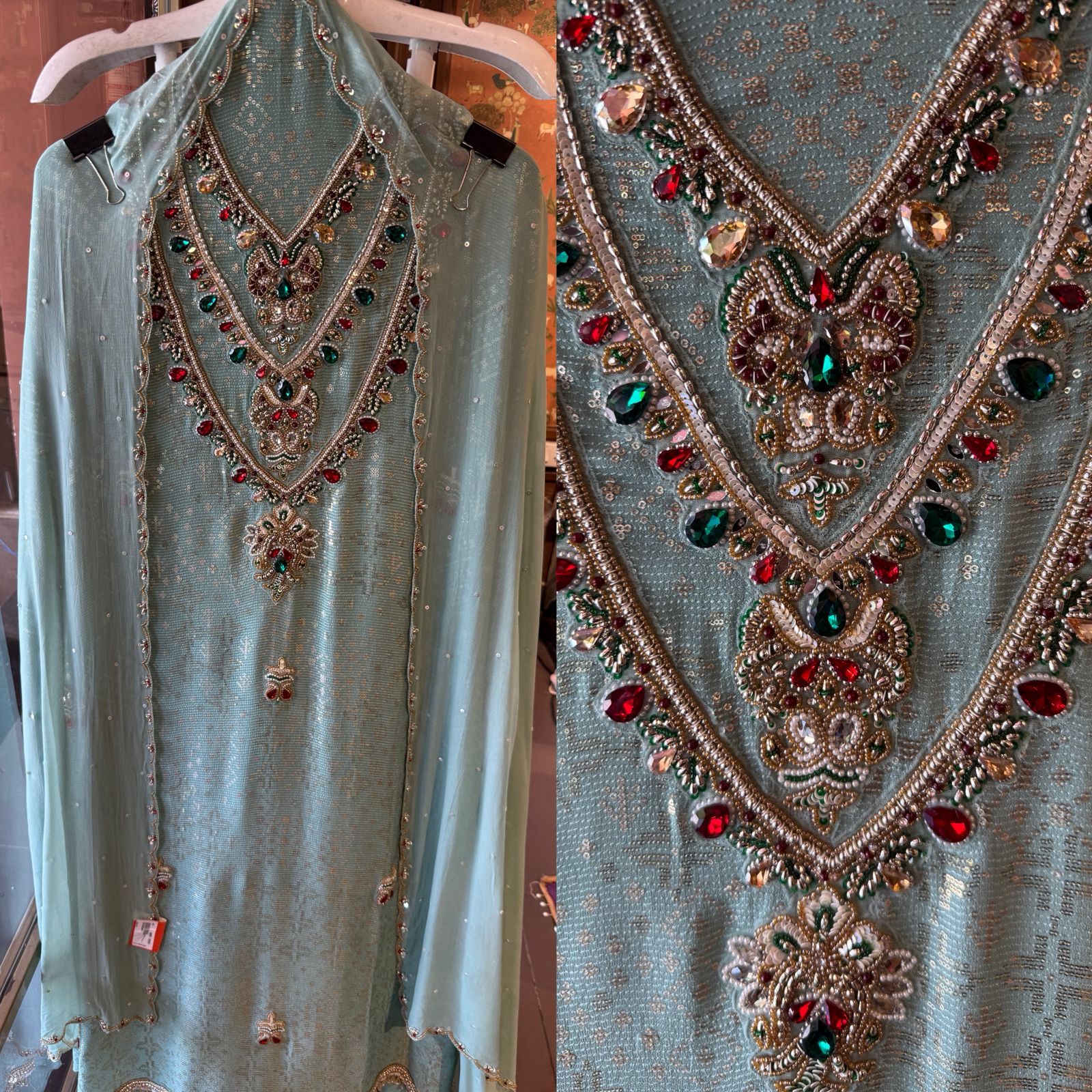 Beautiful Suit piece on Georgette with sequence embellished