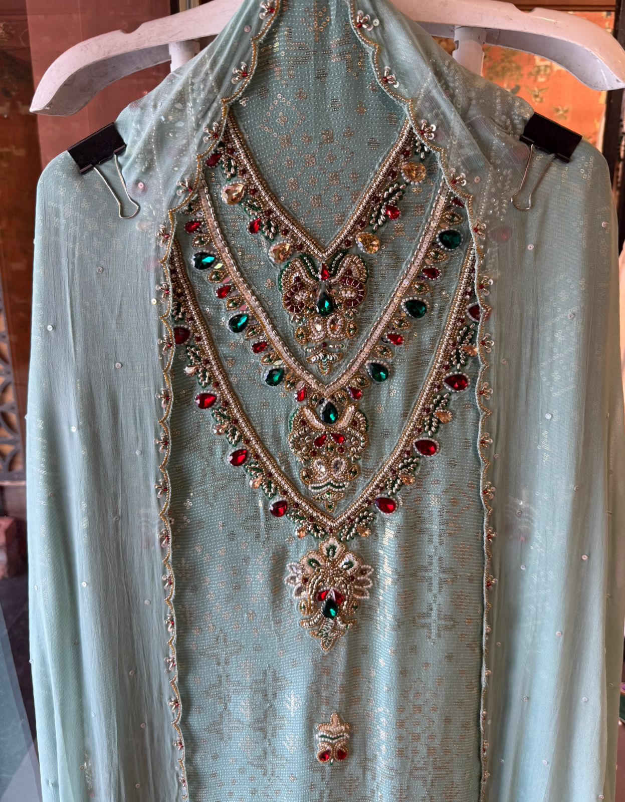 Beautiful Suit piece on Georgette with sequence embellished