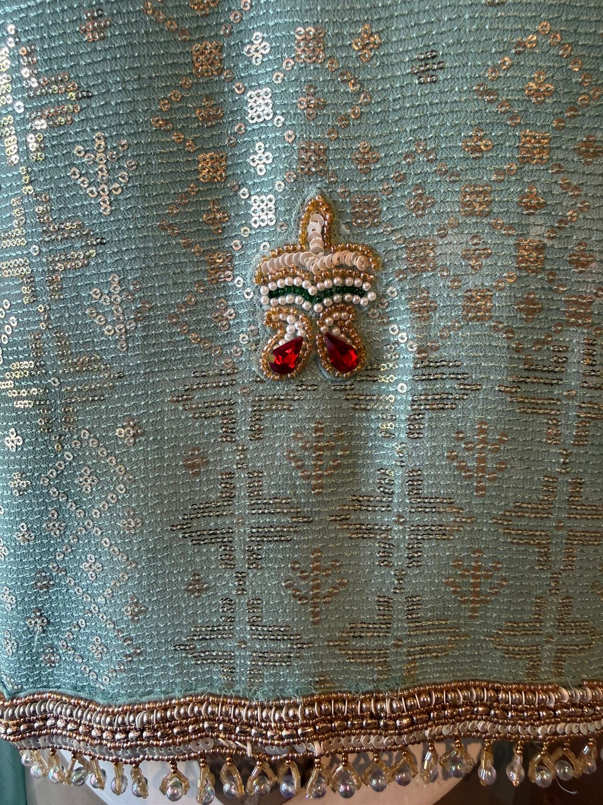 Beautiful Suit piece on Georgette with sequence embellished